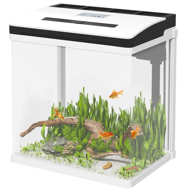 PawHut 13L Glass Aquarium Fish Tank with Filter and LED Lighting - Ideal for Betta, Guppy, Mini Parrot Fish, Shrimp - Compact Size: 29 x 20 x 30.5cm - ALL4U RETAILER LTD
