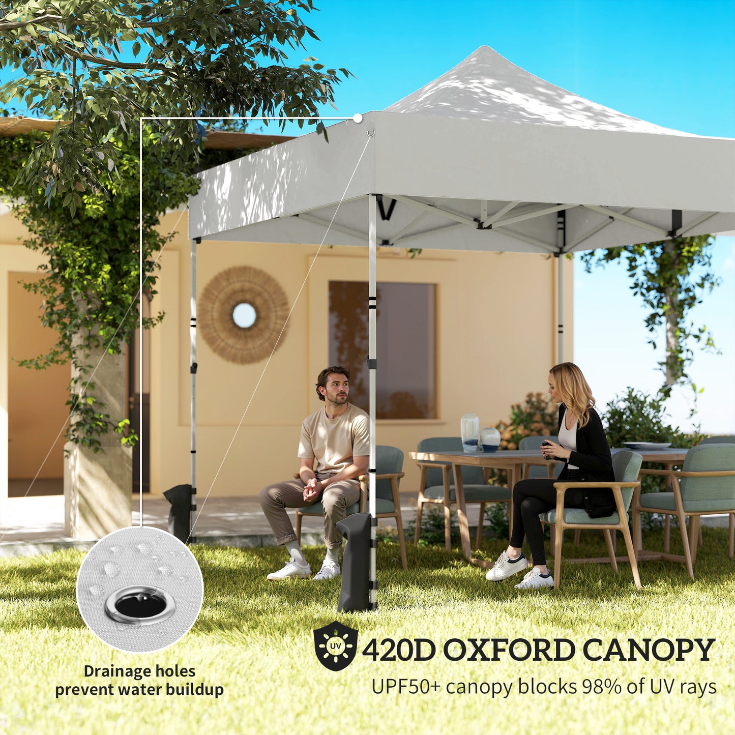 Outsunny 3 x 3 m Pop Up Gazebo With Sidewalls UPF 50 Plus Heavy Duty Garden Tent Marquee Wheeled Carry Bag Silver Grey