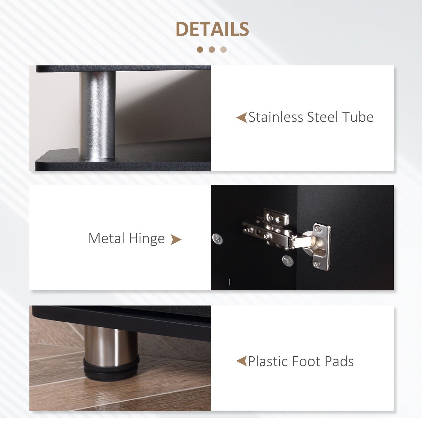HOMCOM TV Unit Cabinet For TVs Up To 55 Inches With 120 Cm Top Shelf And Two Storage Cupboards For Living Room Black