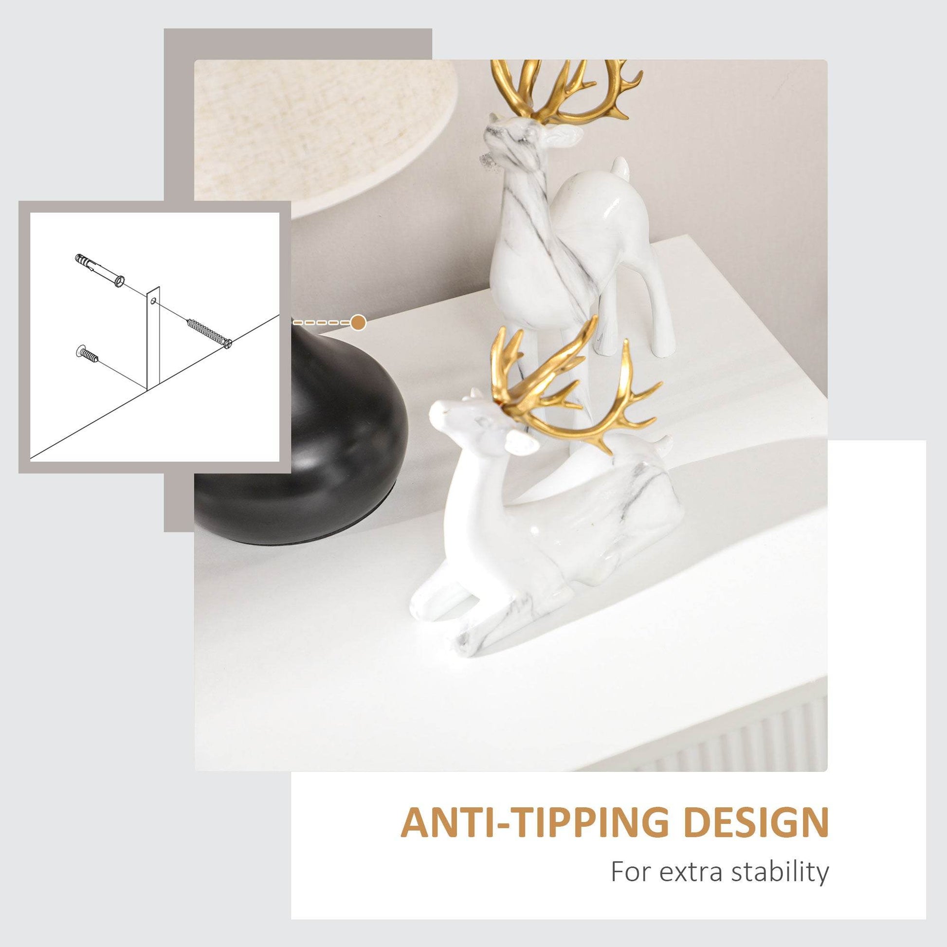 HOMCOM Chic Three-Drawer Storage Unit - White with Gold Accents - ALL4U RETAILER LTD