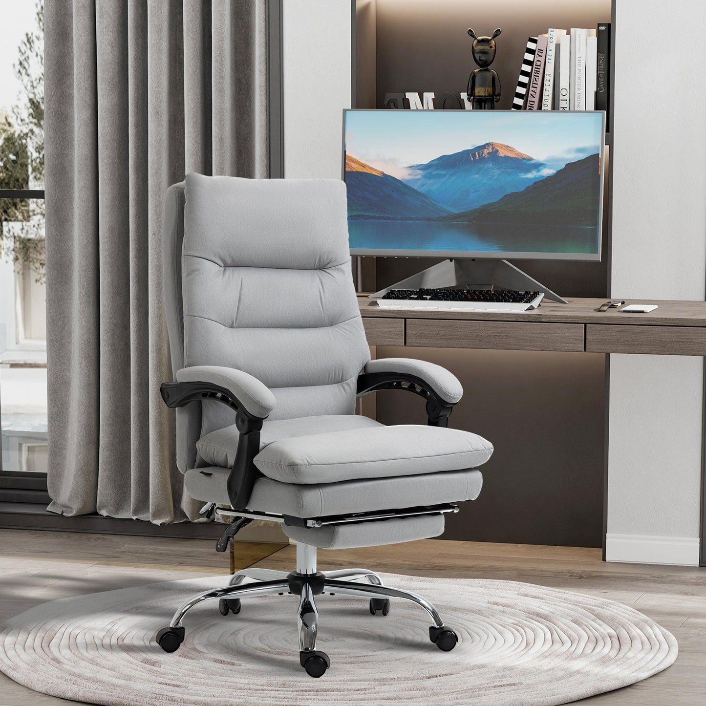 Vinsetto Microfibre Vibration Massage Office Chair with Heat, Footrest, Grey - ALL4U RETAILER LTD