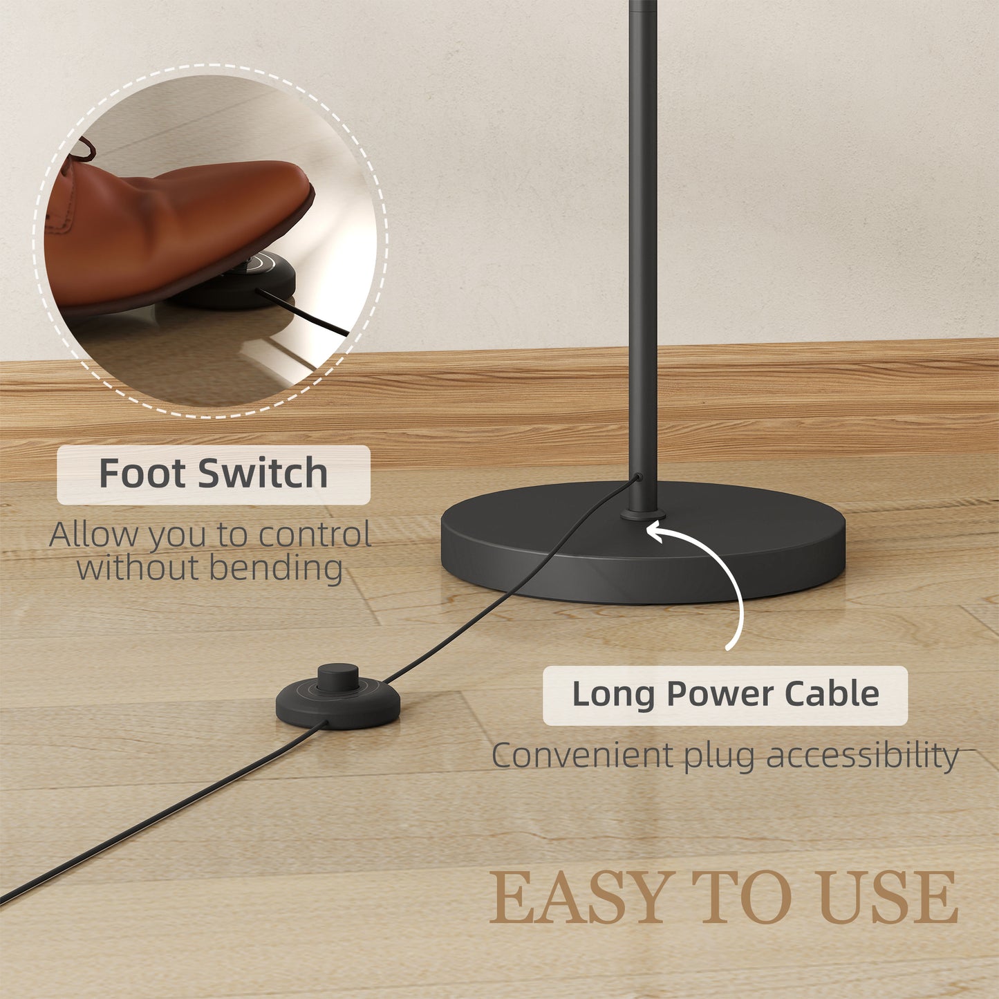 HOMCOM LED Floor Lamp With Remote Control 11 Level Brightness And Color Temperature From Warm To Cool White Black Finish