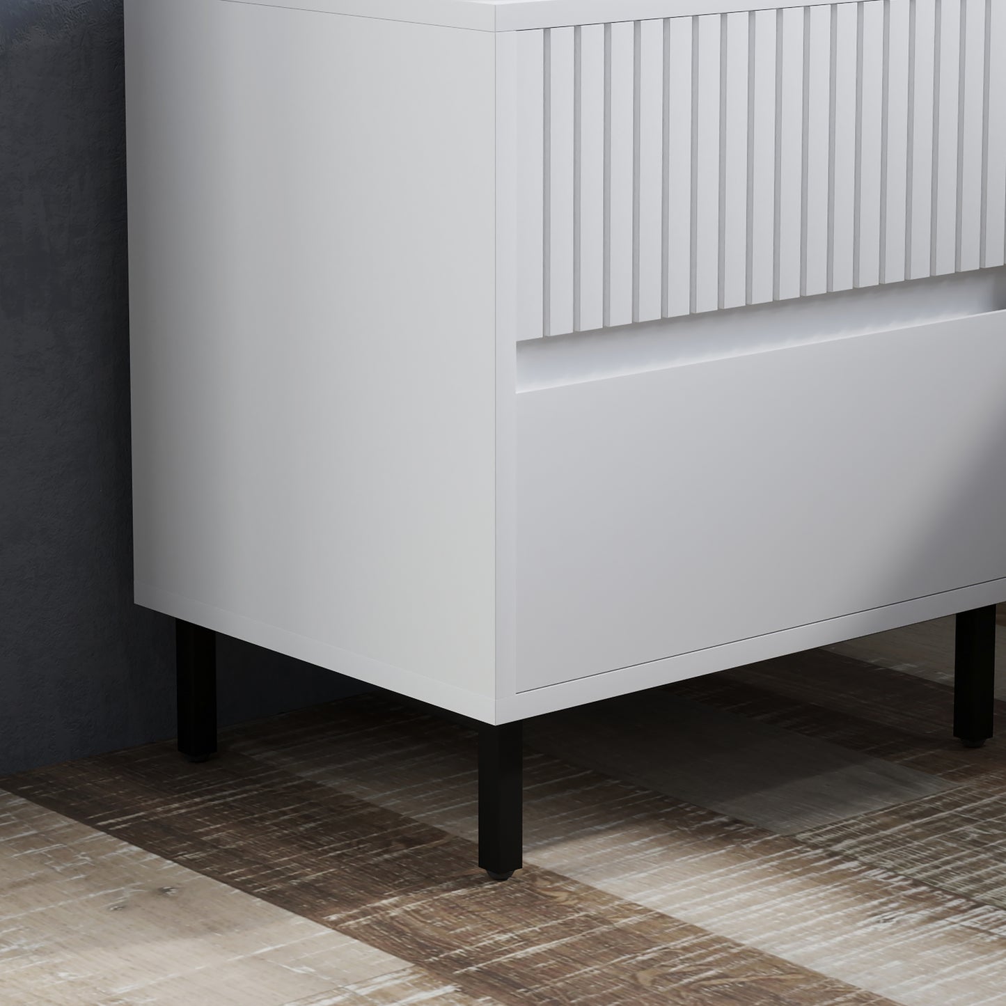 HOMCOM Two Drawer Bedside Tables Set of 2 White Indented Top Drawer Modern Nightstands