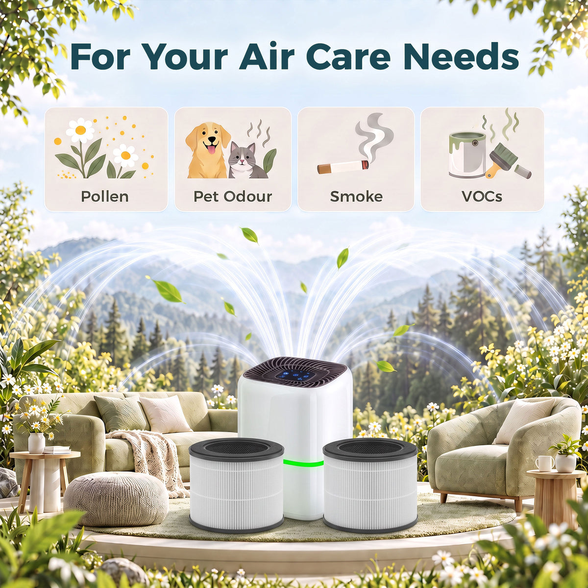 HOMCOM H13 HEPA Replacement Filter for Air Purifier with Activated Carbon 2 Pack