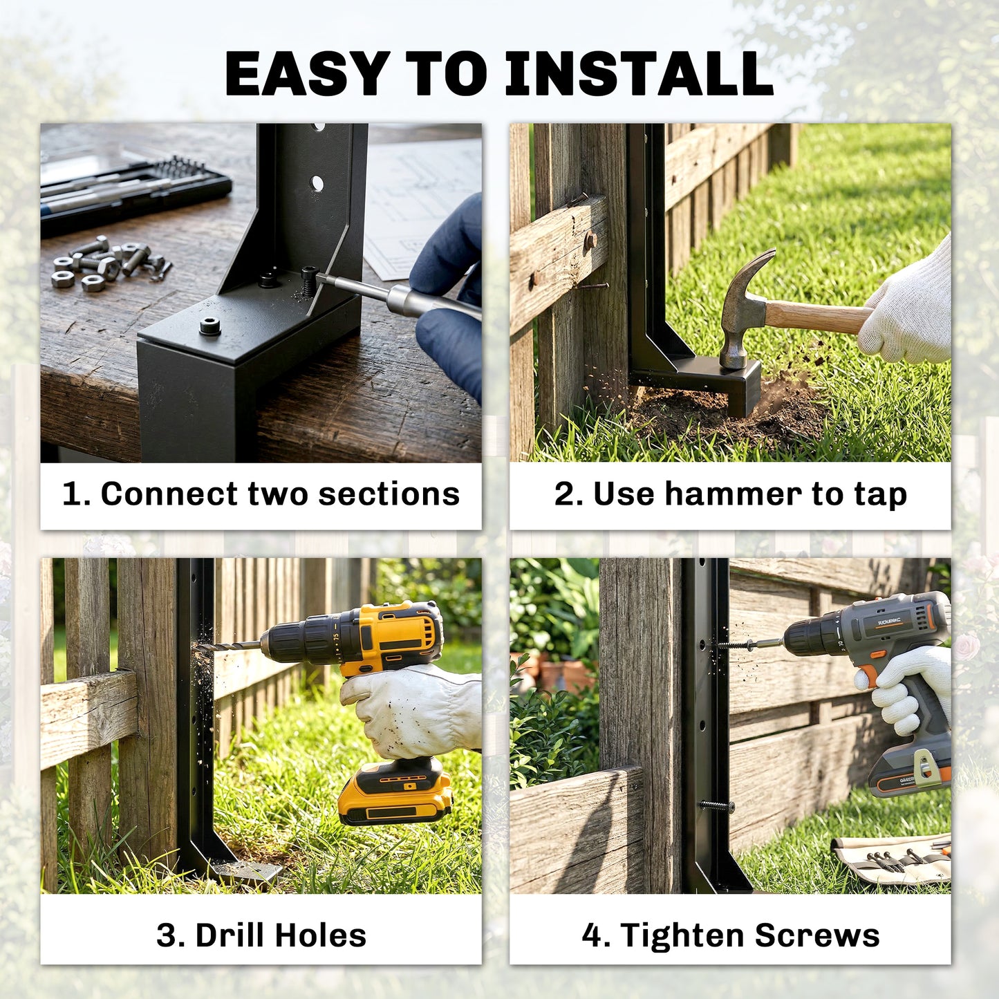 Outsunny 2 Pack Fence Post Repair Kit 81 Cm Metal Fence Post Support Ground Spike With Drill For Broken Gate Posts