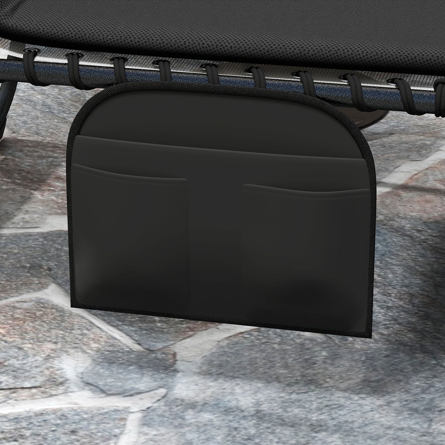 Outsunny Set Of Two Reclining Sun Loungers In Black With Five Position Adjustable Backs And Side Pockets