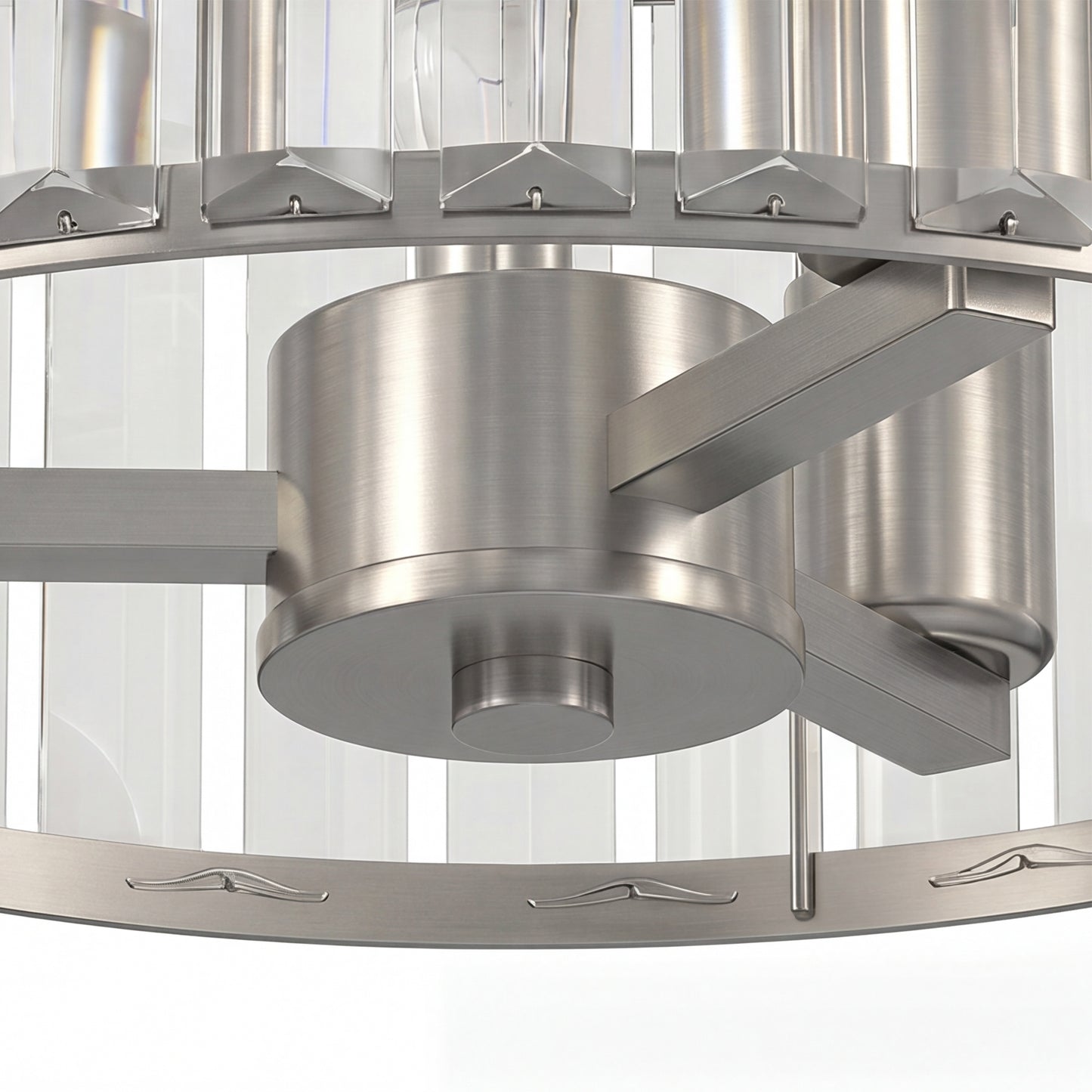 HOMCOM Semi Flush Mount Modern Crystal Chandelier Ceiling Light With E14 Base Silver Tone