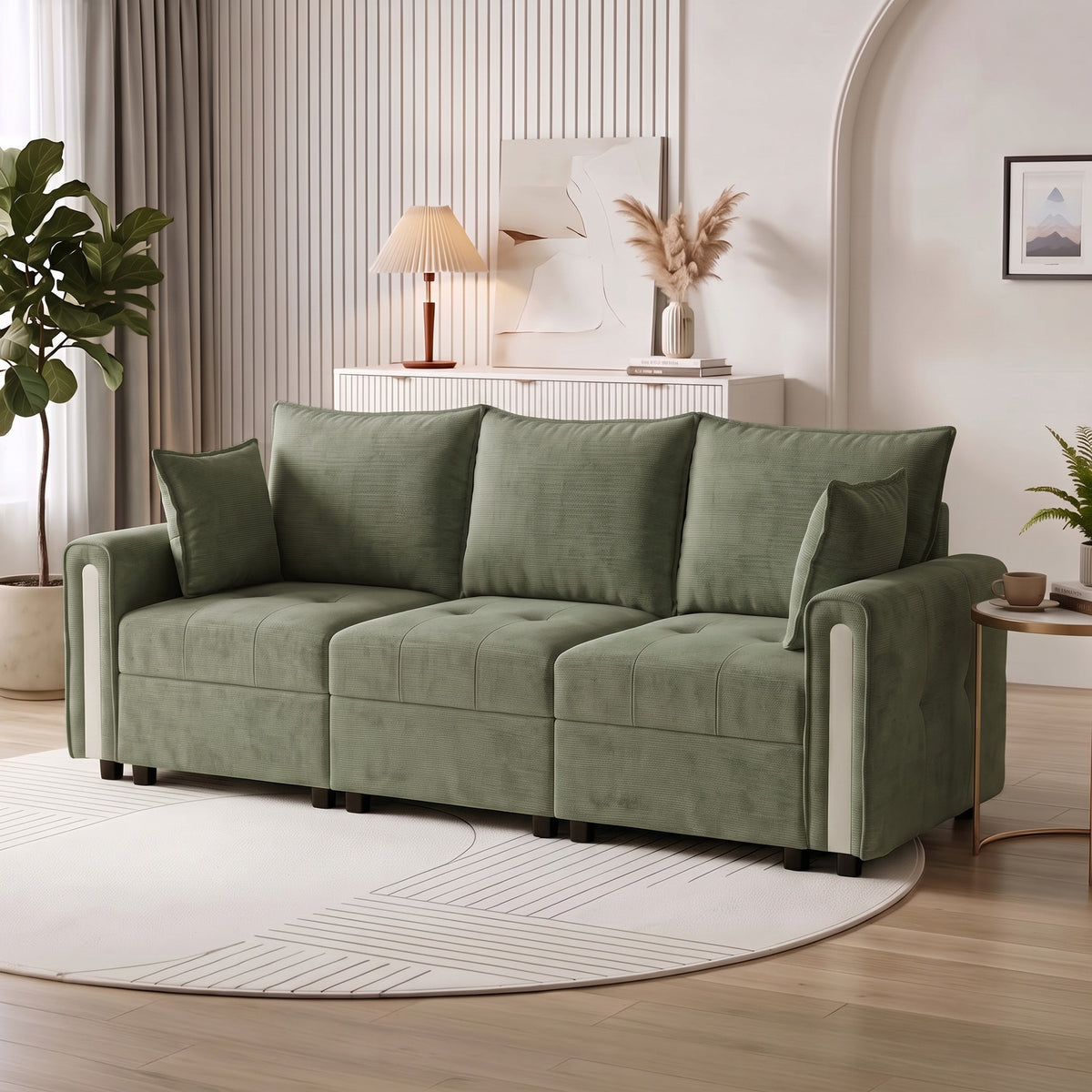 HOMCOM 3 Seater Velvet Sofa with Lift Up Storage Wide Deep Seat 228cm Dark Green