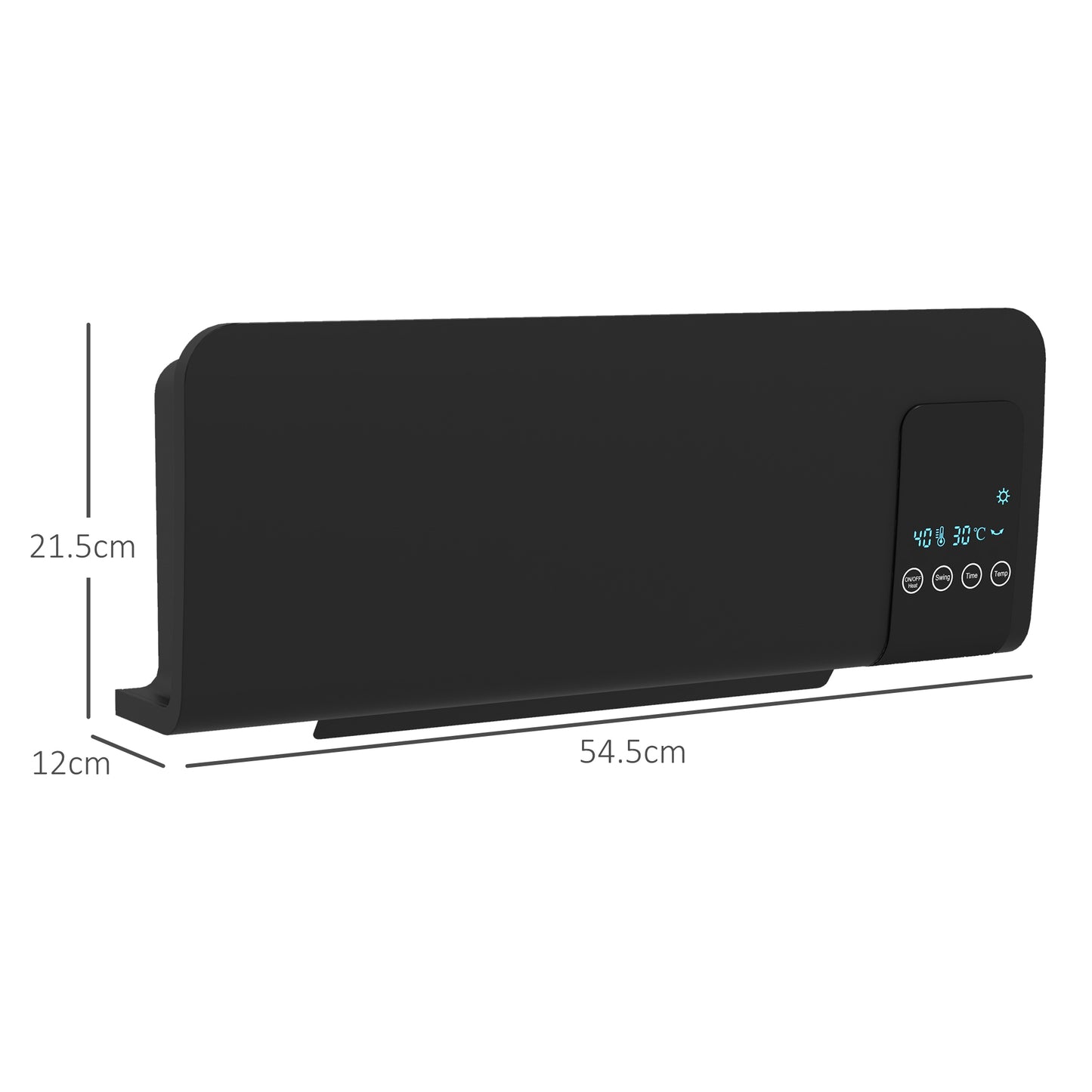 Homcom 2000W Wall Mounted Heater With 18 To 45 C Temperature Range Black Finish Included