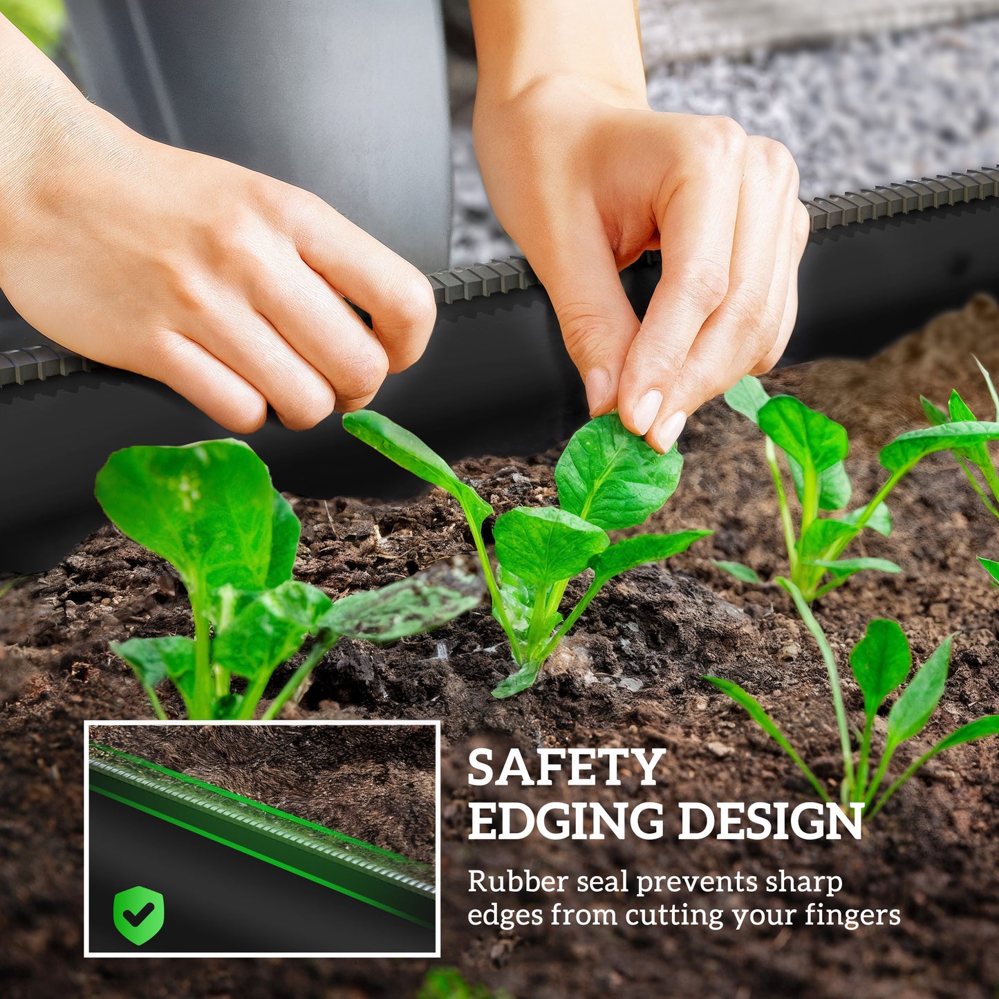 Outsunny Galvanised Raised Garden Bed Metal Planter Box With Safety Edging For Flowers Herbs And Succulents Black