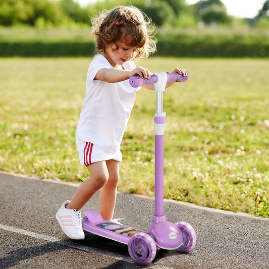 AIYAPLAY Adjustable Height 3-Wheel LED Scooter for Kids Ages 2-6 - Purple - ALL4U RETAILER LTD