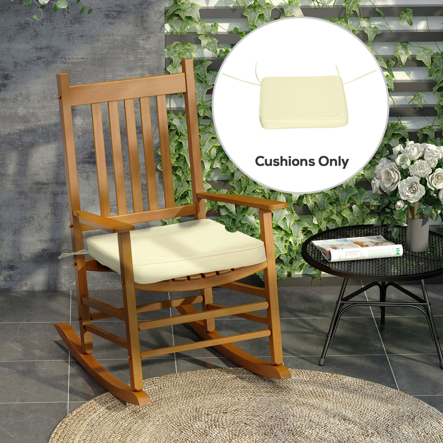Outsunny 6 Piece Chair Cushions Set 42x42x5 cm Grey UV Resistant Removable Covers Water Stain Mildew Fade Resistant