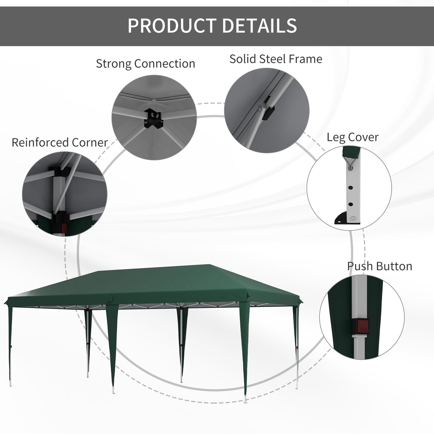 Outsunny 6 x 3 m Pop-Up Gazebo With Steel Frame Green Outdoor Shelter For Garden Parties