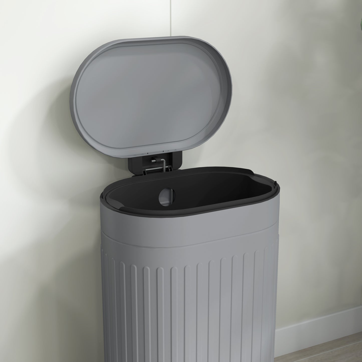 30L Grey Pedal Bin with Fingerprint-Proof Finish, Soft-Close Lid, and Removable Inner Bucket