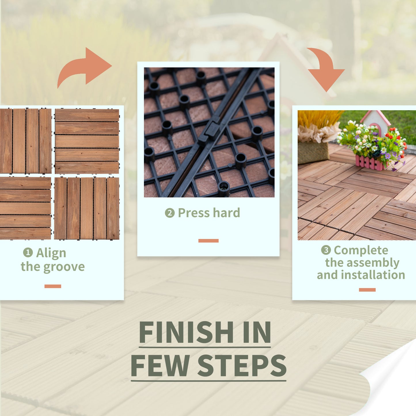 Outsunny 27-Piece Solid Wood Interlocking Deck Tiles for Indoor and Outdoor Use - ALL4U RETAILER LTD