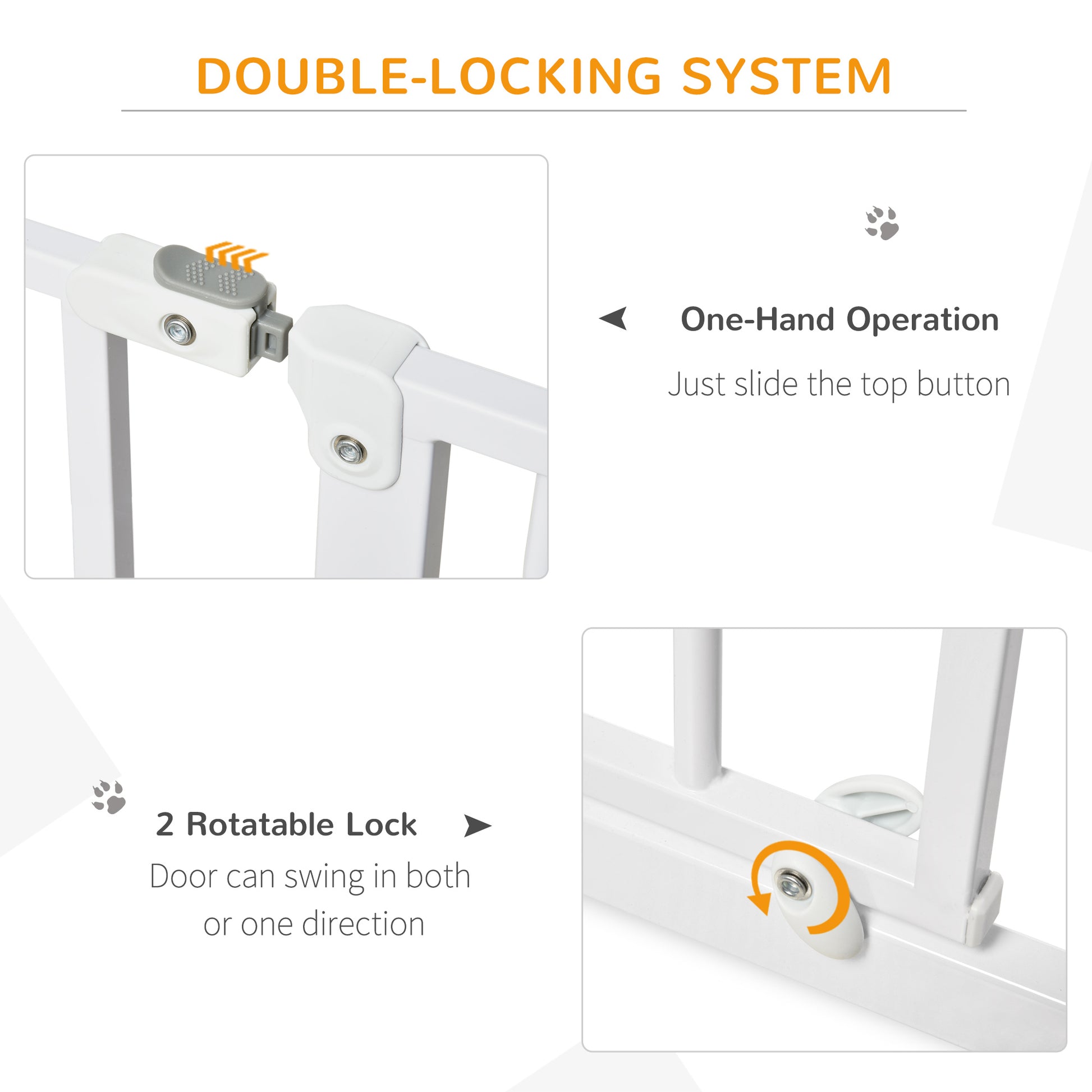 PawHut Adjustable Pressure-Mounted Dog Safety Gate with Dual Access Door - White - ALL4U RETAILER LTD