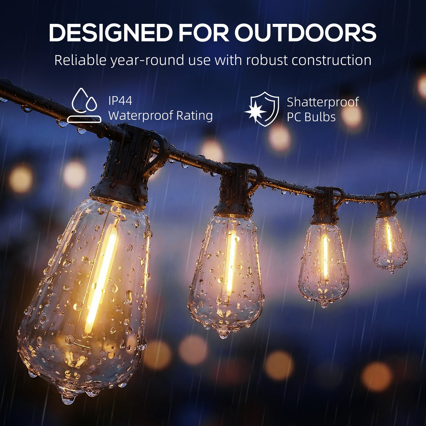 HOMCOM Connectable Fairy Curtain Lights 18 m IP44 Waterproof Warm White Plug In Indoor Decor