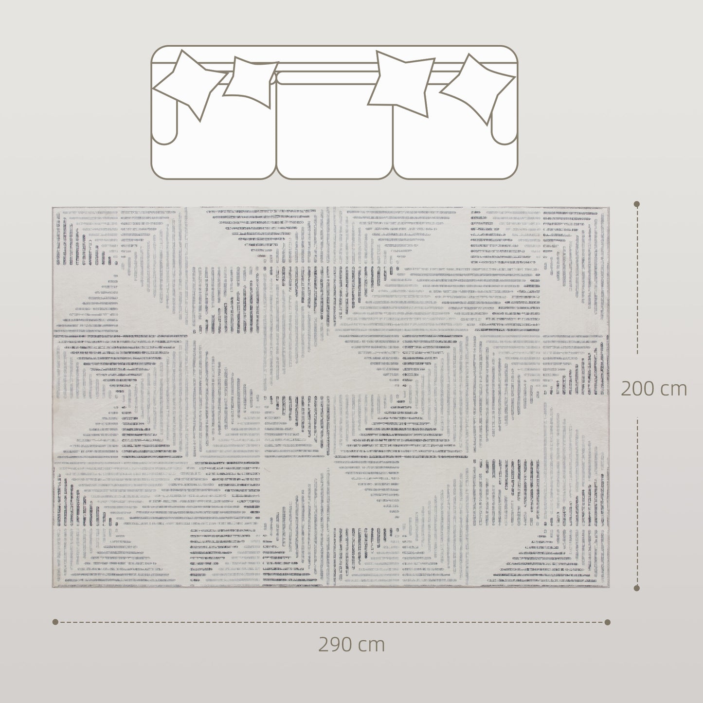 HOMCOM Modern Area Rug 290 x 200 cm Geometric Pattern Non Slip Washable Grey Living Room Bedroom Dining Room Office