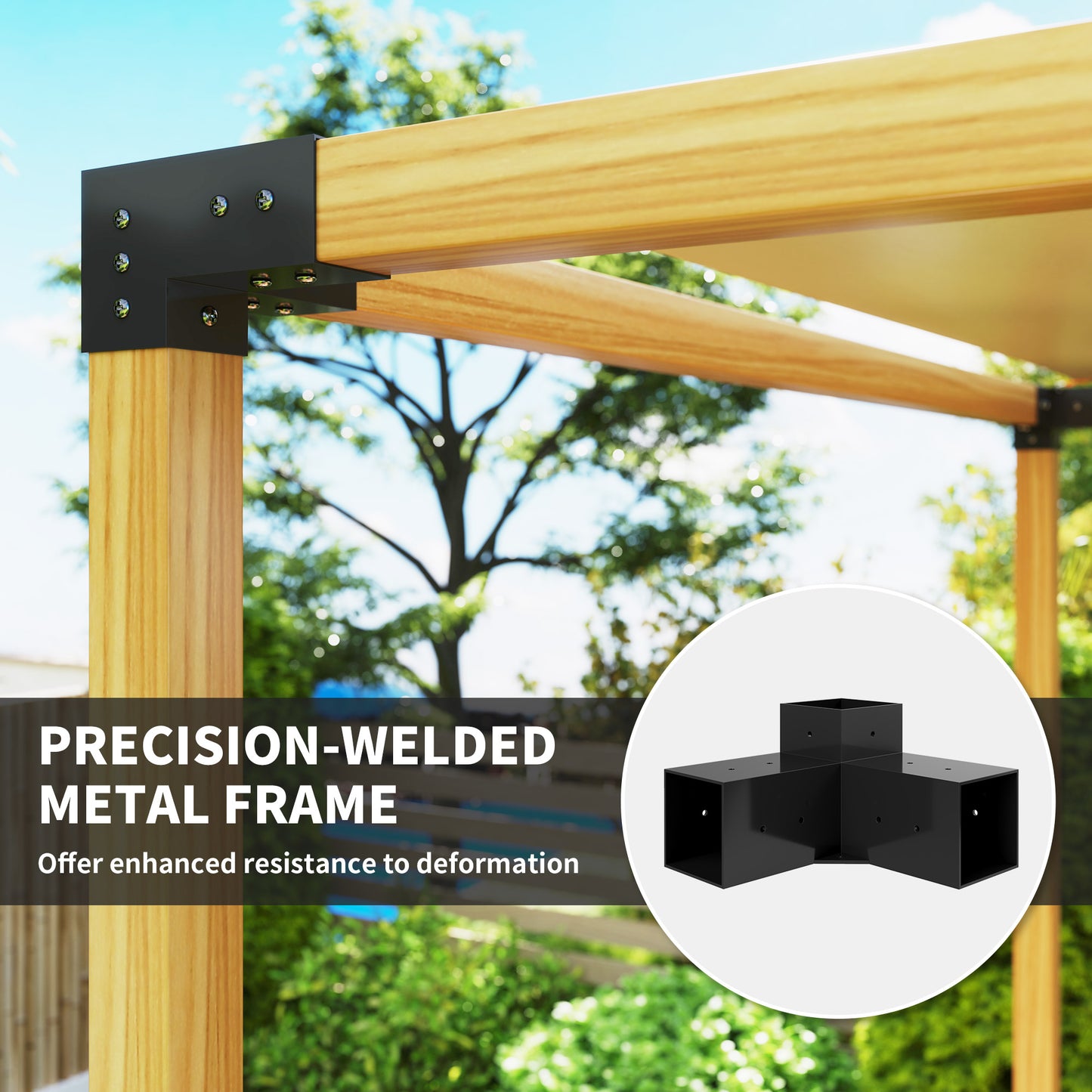 Outsunny Pergola Brackets Kit Diy 3 Way Corner Brackets And 4x4 Post Base For Lumber 8 Pieces With Screws