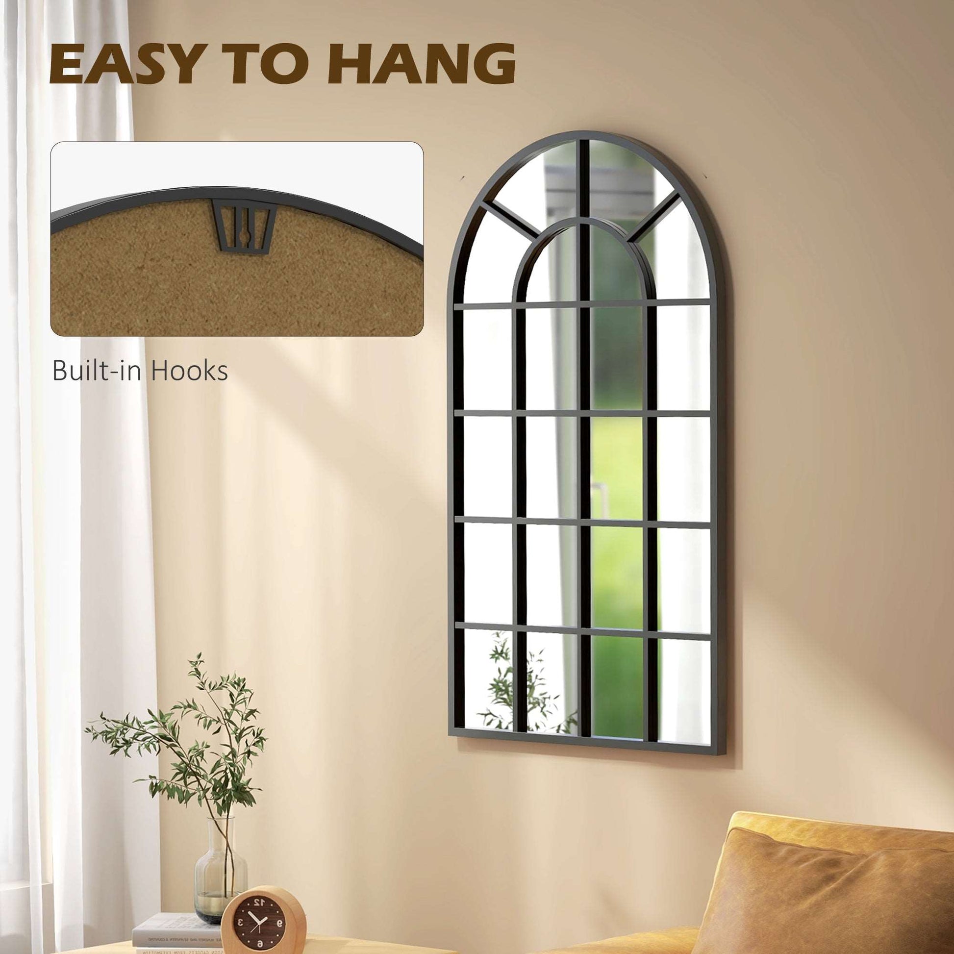 HOMCOM 110 x 62 cm Arched Decorative Wall Mirror Bedroom Living Room Modern Window Bathroom Home Decor - ALL4U RETAILER LTD