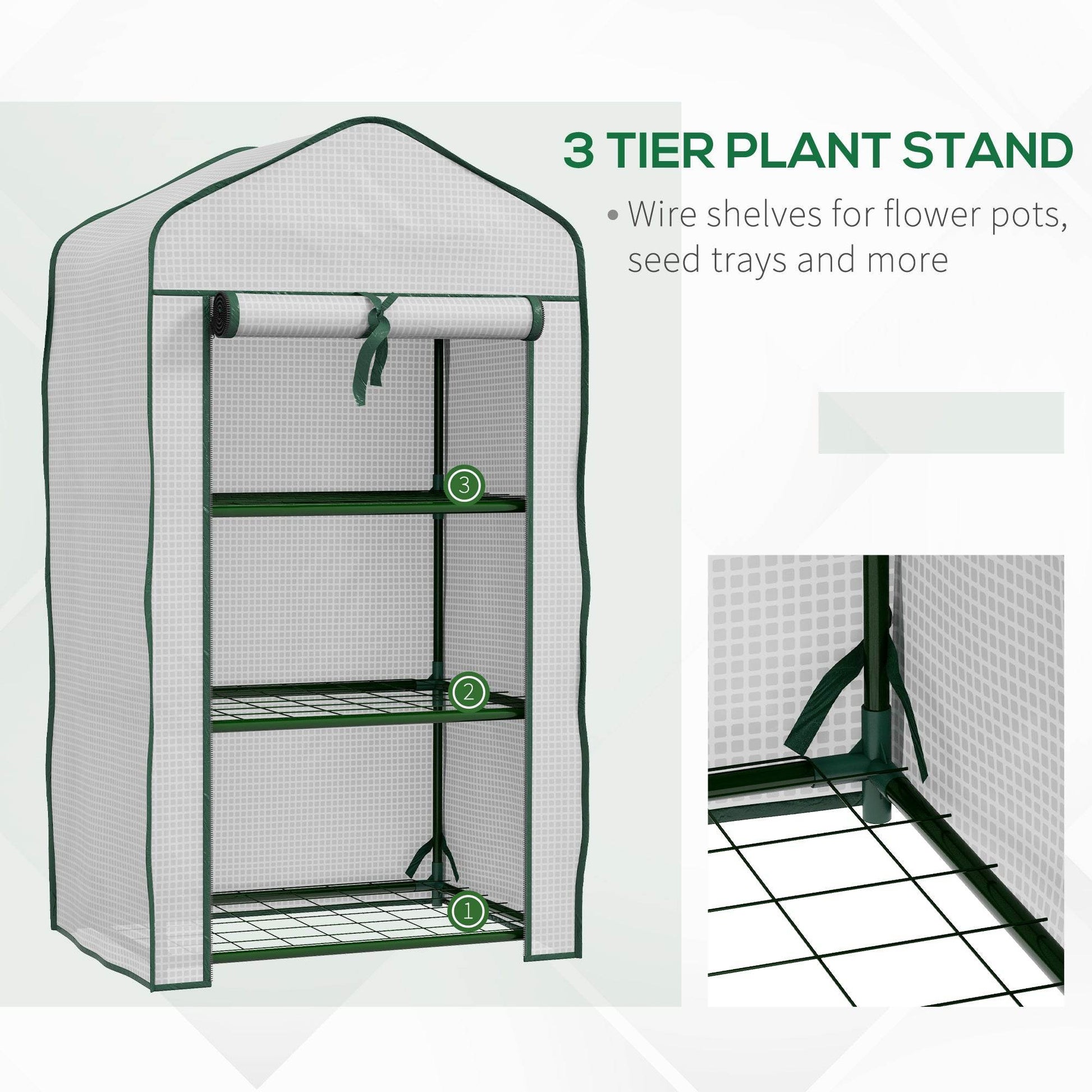 Three-Tier Portable Mini Greenhouse - White | Aosom UK - ALL4U RETAILER LTD