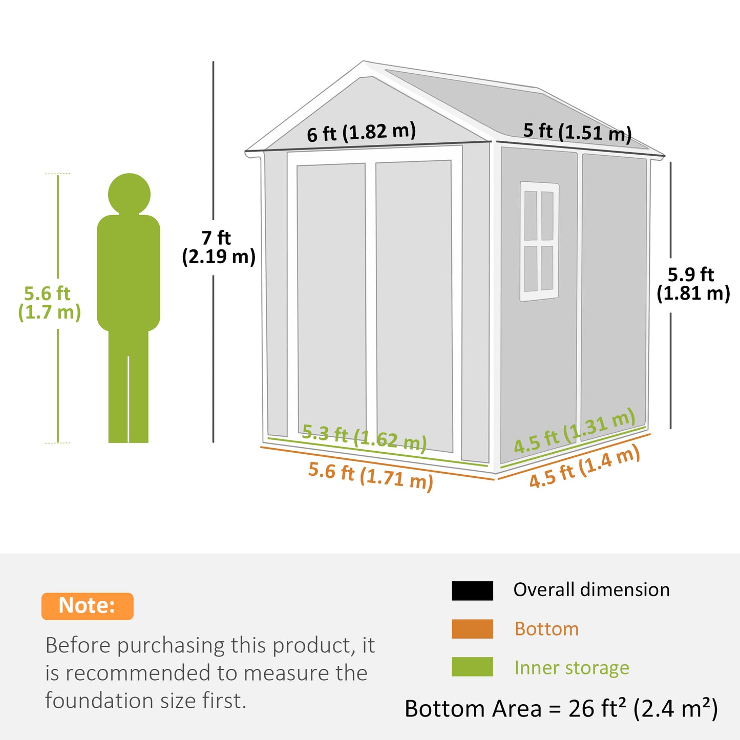 Outsunny 6x5ft Plastic Garden Shed With Floor Window Lockable Doors Vents Wood Effect Resin Dark Grey