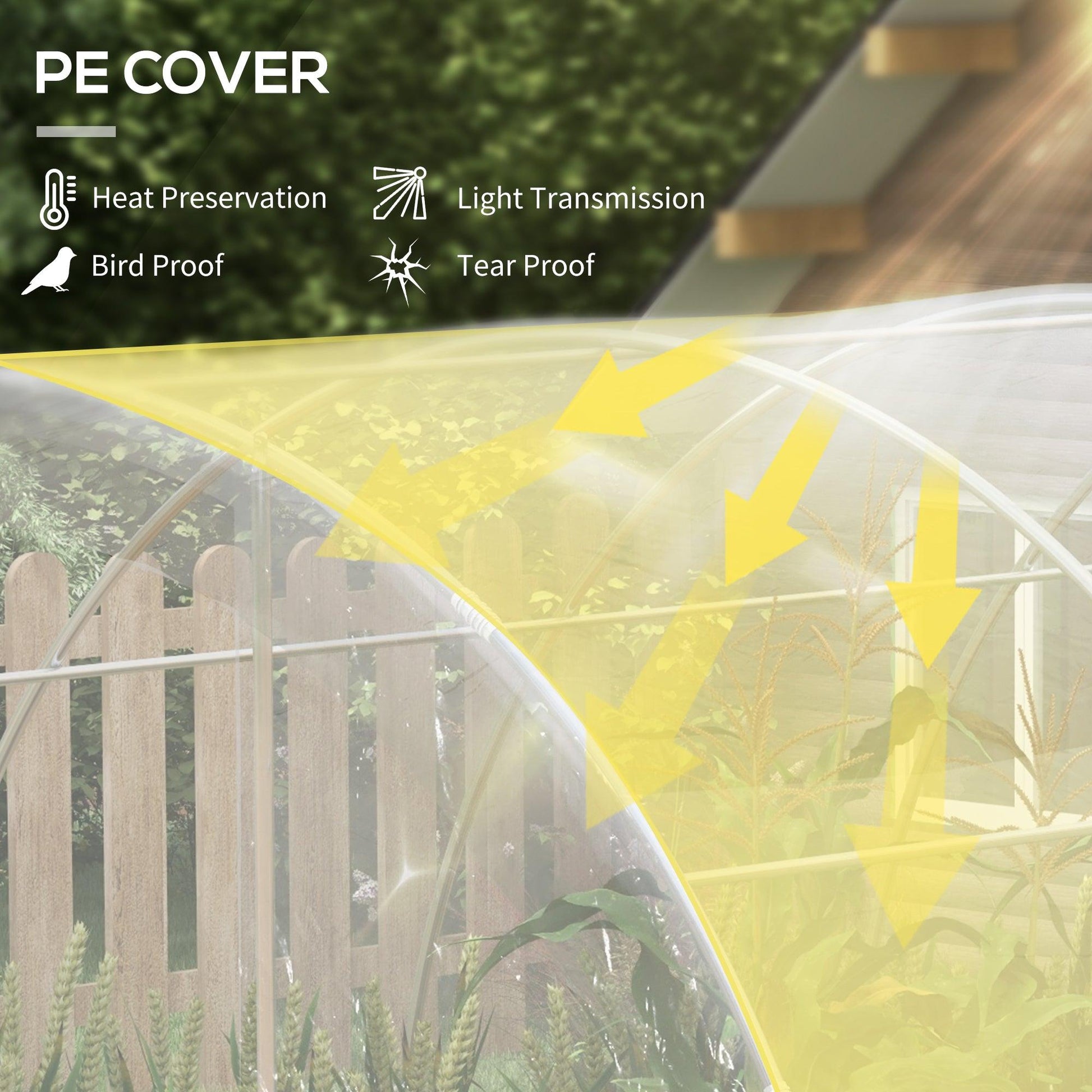 Outsunny Polytunnel Greenhouse Walk-in Grow House with PE Cover, Door and Galvanised Steel Frame, 4 x 3 x 2m, Clear - ALL4U RETAILER LTD