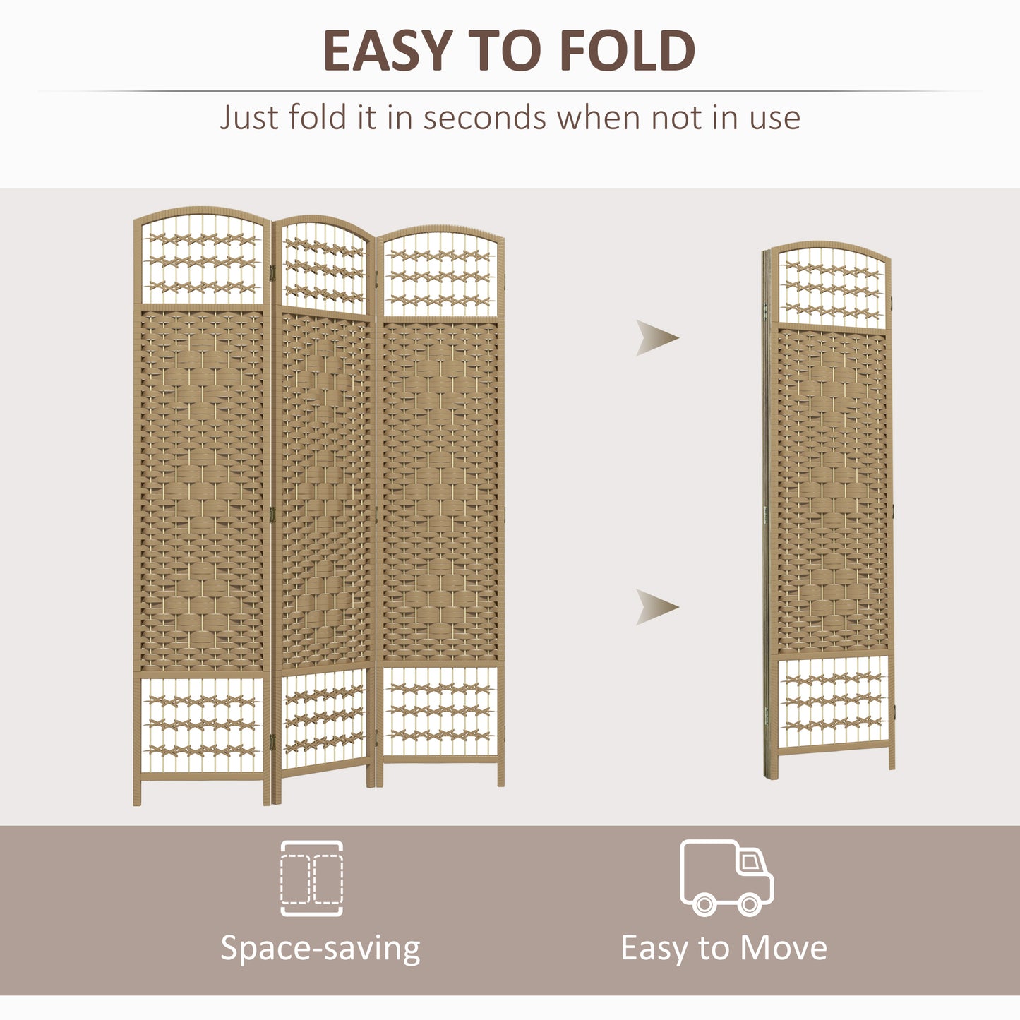 HOMCOM 3 Panel Folding Room Divider Privacy Screen Freestanding Paravent Partition Natural Wood