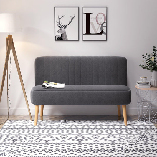 HOMCOM Modern Double Seat Loveseat Couch, Dark Grey - ALL4U RETAILER LTD