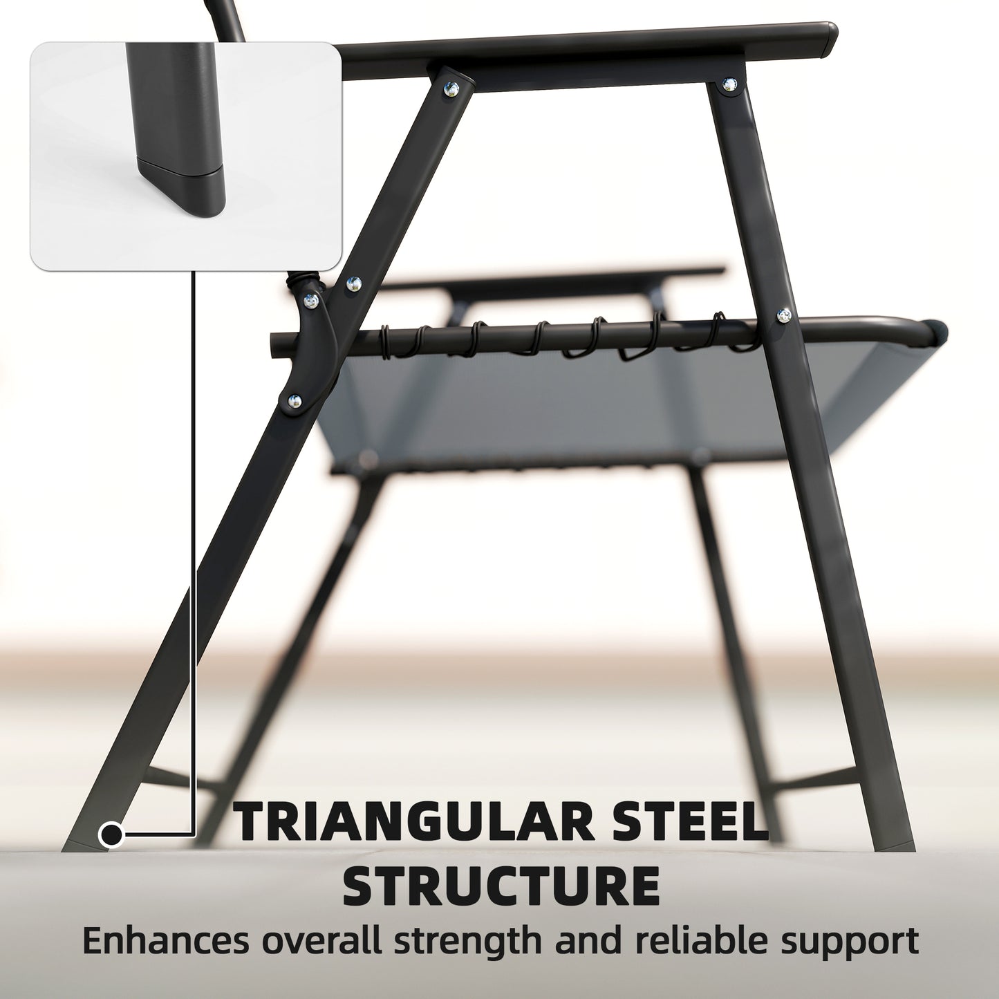 Outsunny Folding Garden Chairs Set 2 Outdoor Dining Chairs With Wide Texteline Seat High Back And Armrests Light Grey