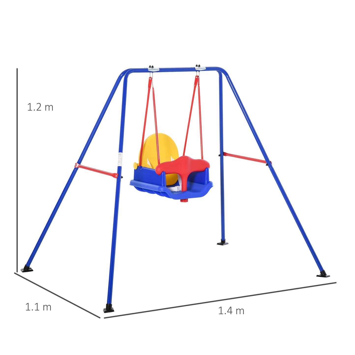 Outsunny A-Frame Metal Swing Set for Toddlers with Safety Harness and Baby Seat - ALL4U RETAILER LTD