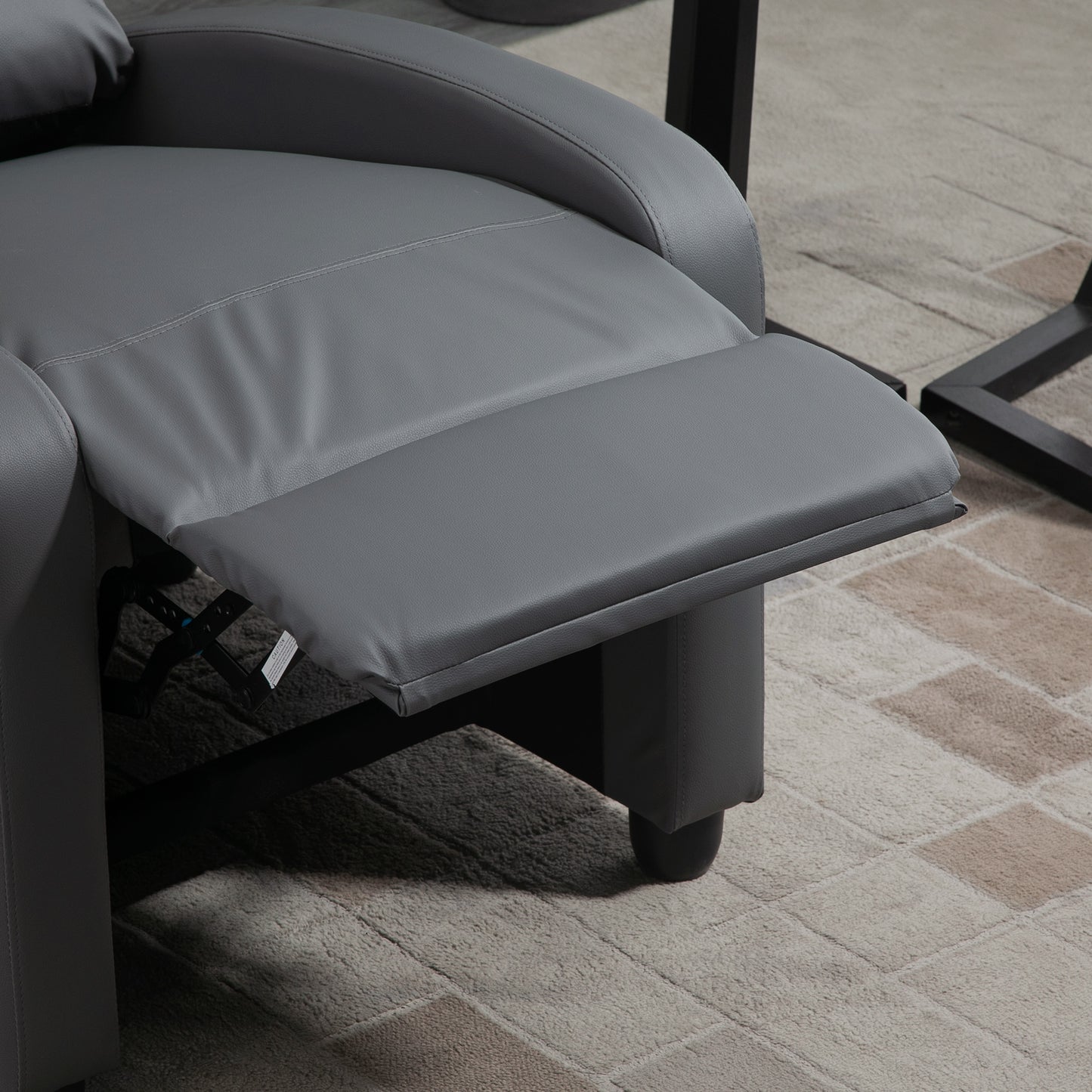 HOMCOM Recliner Armchair Massage Faux Leather Push Back Reclining Chair with Adjustable Leg Rest and Side Pocket Grey