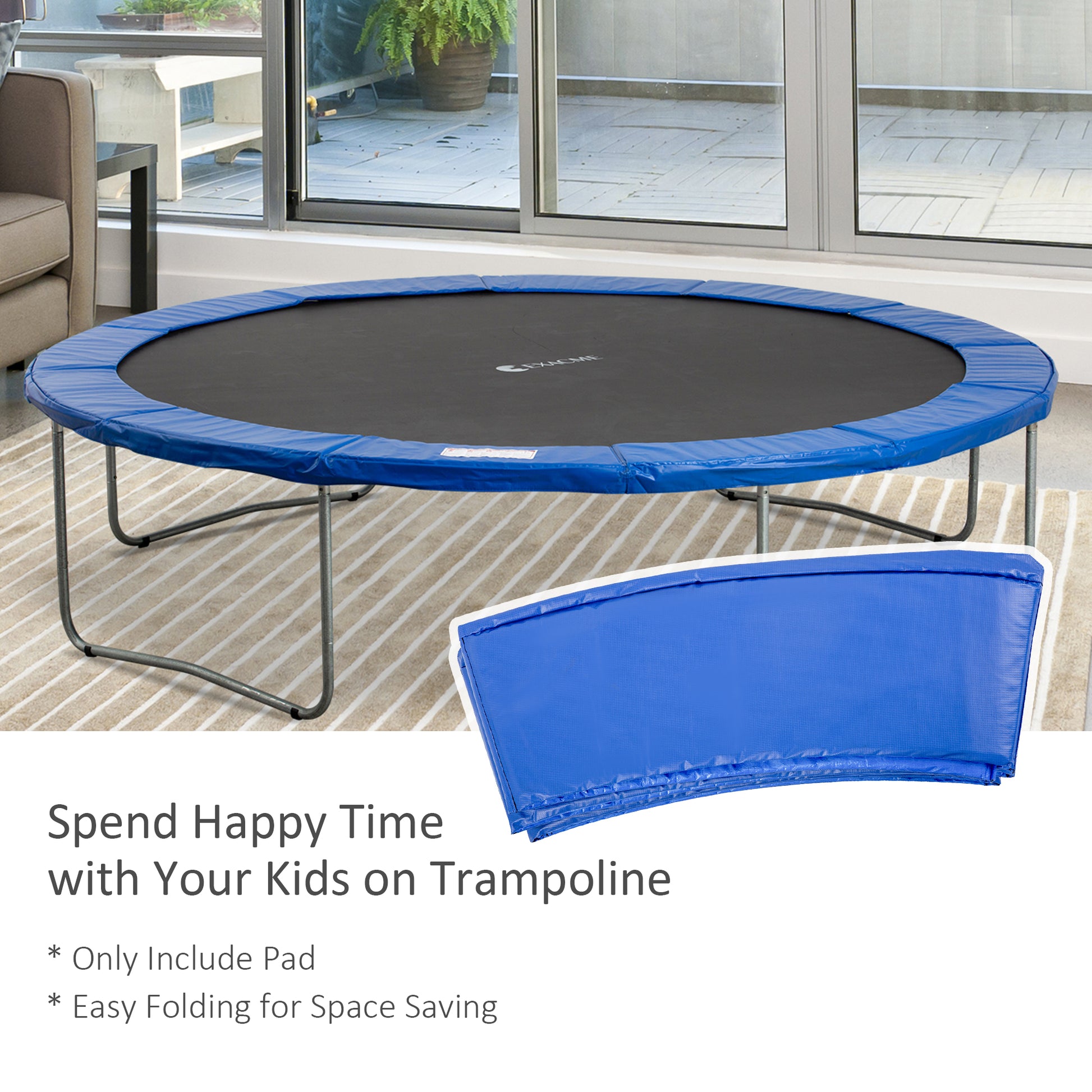 HOMCOM 13ft Trampoline Safety Pad with Surround Foam Cushioning - Outdoor Protection in Blue and Green - ALL4U RETAILER LTD