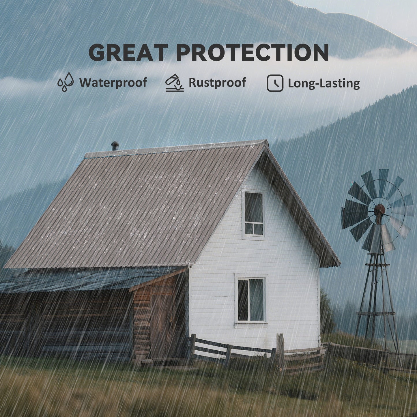 Outsunny 12 Pack Corrugated Steel Roof Panels Grey Woodgrain Pre Drilled Holes Galvanised Roofing Sheets For Repairs