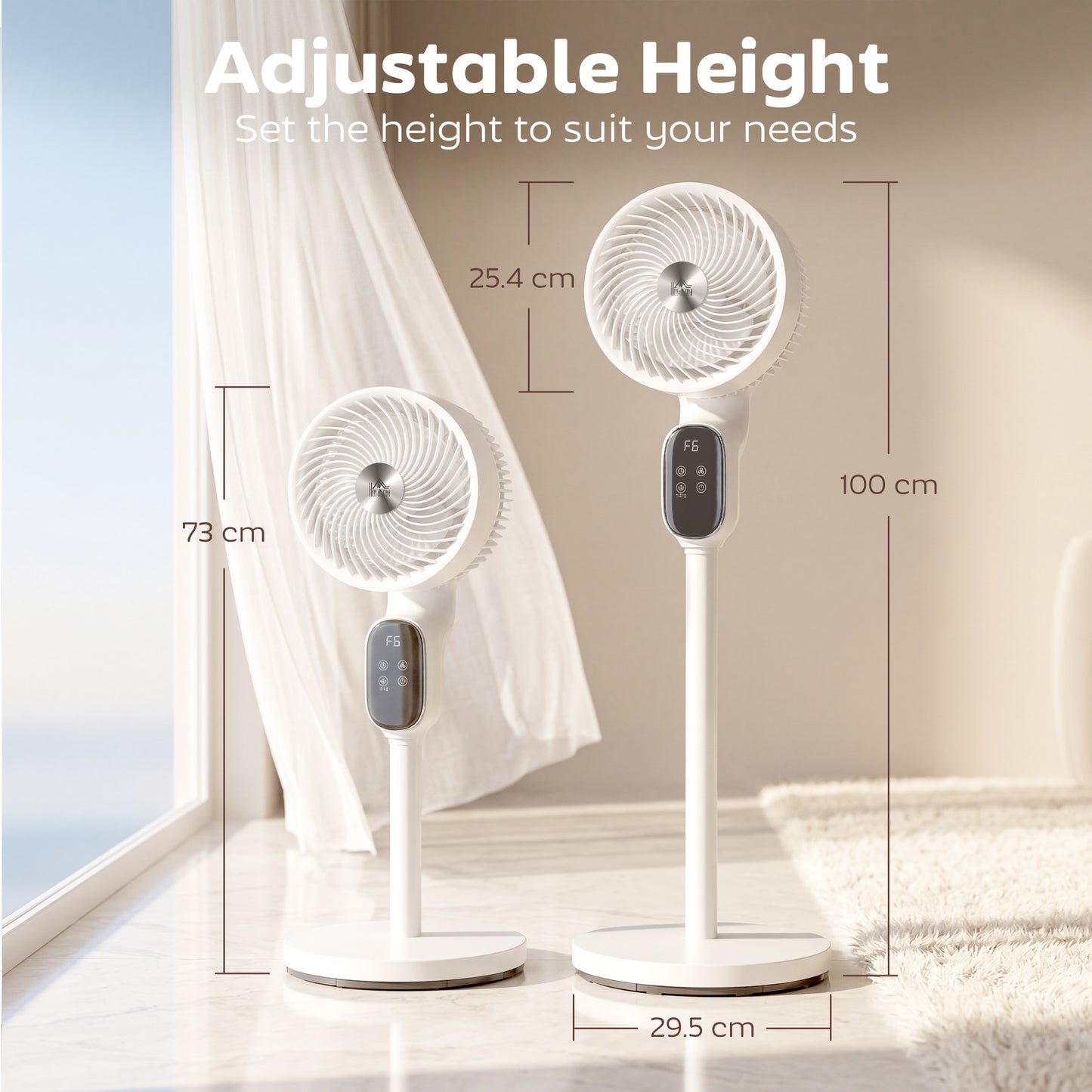 HOMCOM 20 Decibel Silent 39 Inch Standing Pedestal Fan with Remote Oscillating 8 Speeds Adjustable Height White