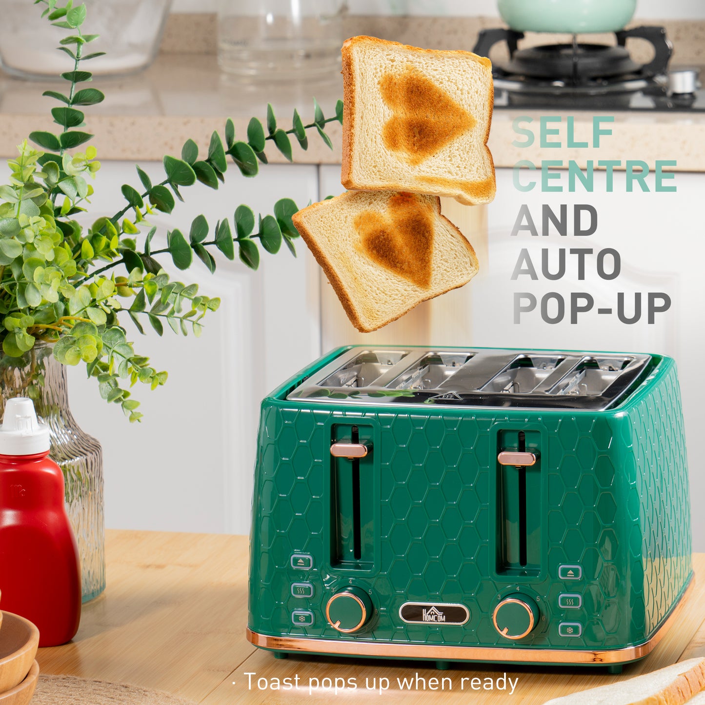 HOMCOM Stylish Green Kettle and Toaster Duo with Fast Boil and Adjustable Browning Features - ALL4U RETAILER LTD