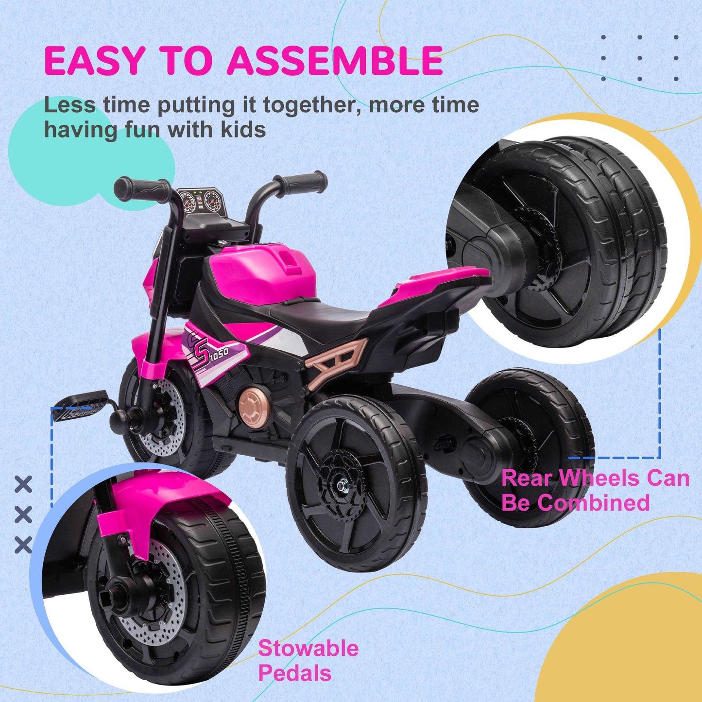 AIYAPLAY 3-in-1 Toddler Trike, Sliding Car, Balance Bike - Pink - ALL4U RETAILER LTD