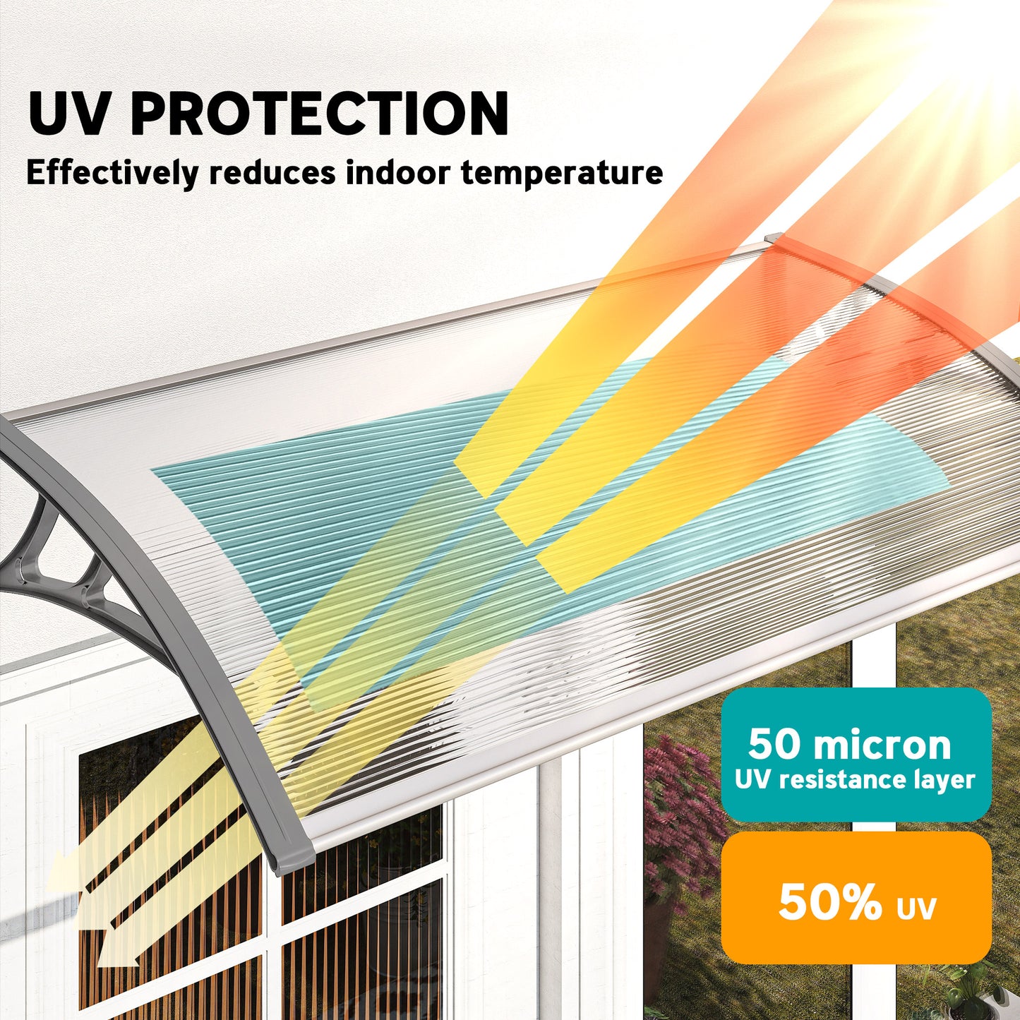Outsunny Front Door Canopy Outdoor Awning Rain Shelter 110 By 60 Cm Grey Aluminum Wall Mount