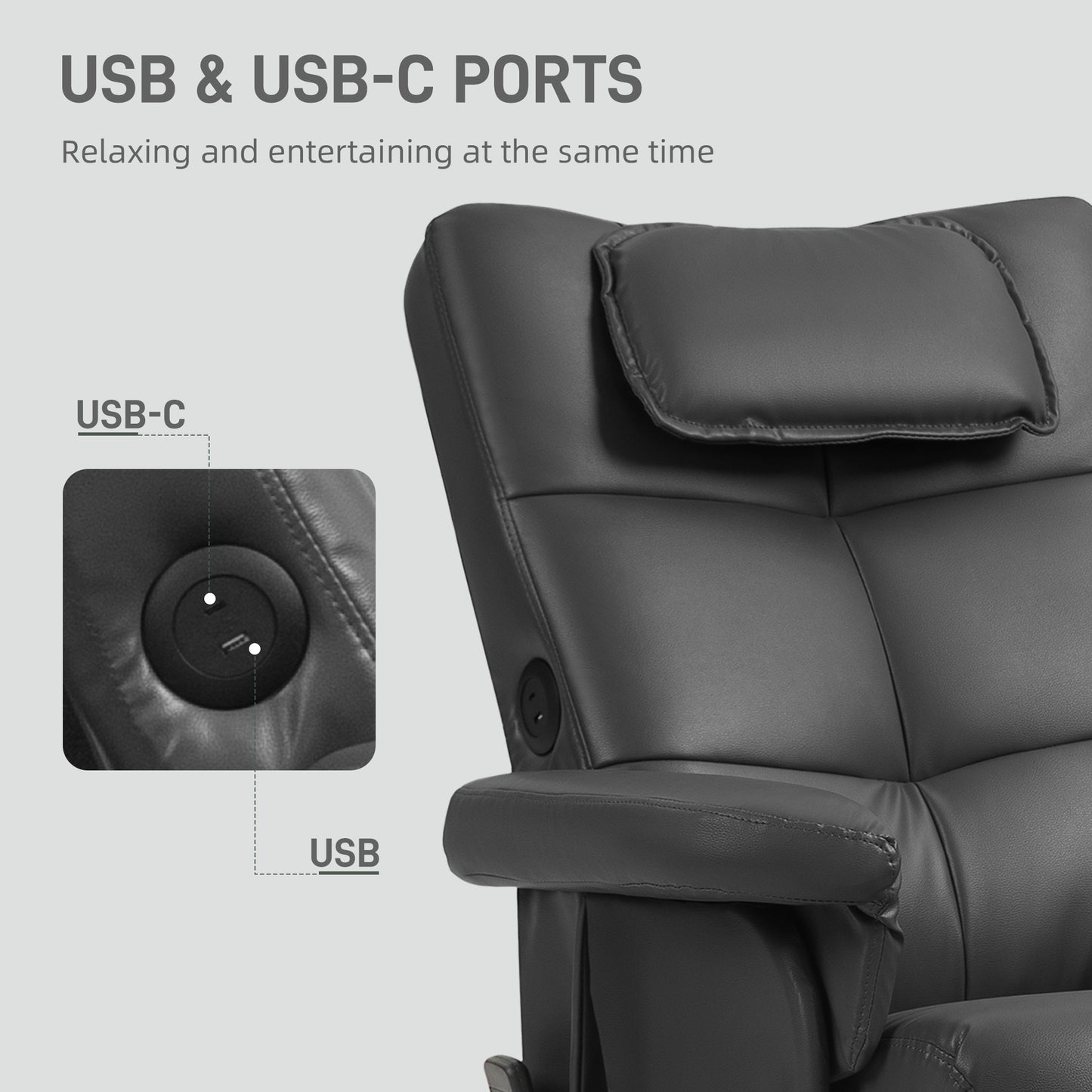 HOMCOM Faux Leather Massage Recliner Chair With Six Point Massage And Storage Ottoman And Footstool Black