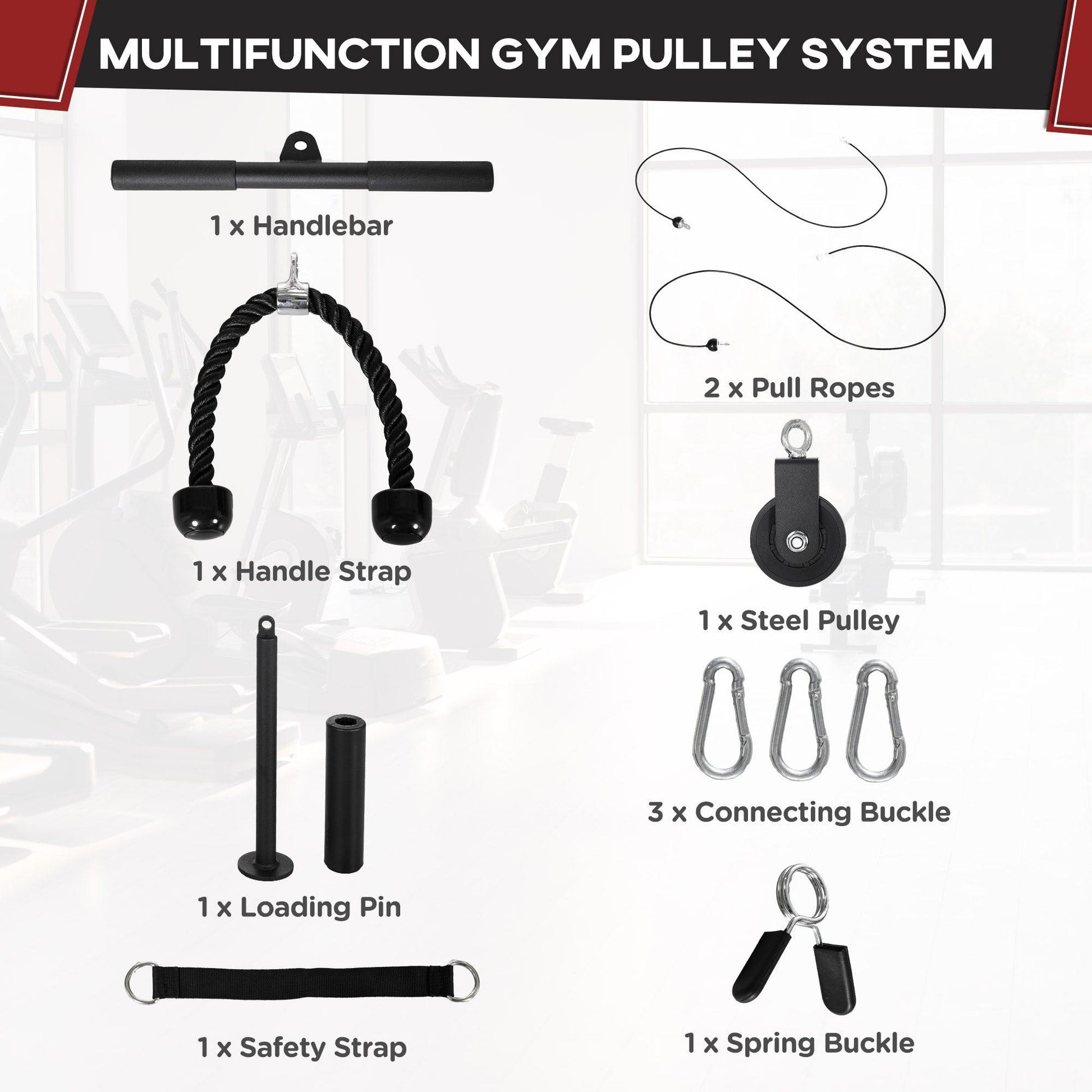 SPORTNOW Cable Machine Pulley System for Home Gym Biceps Tricep Training - ALL4U RETAILER LTD