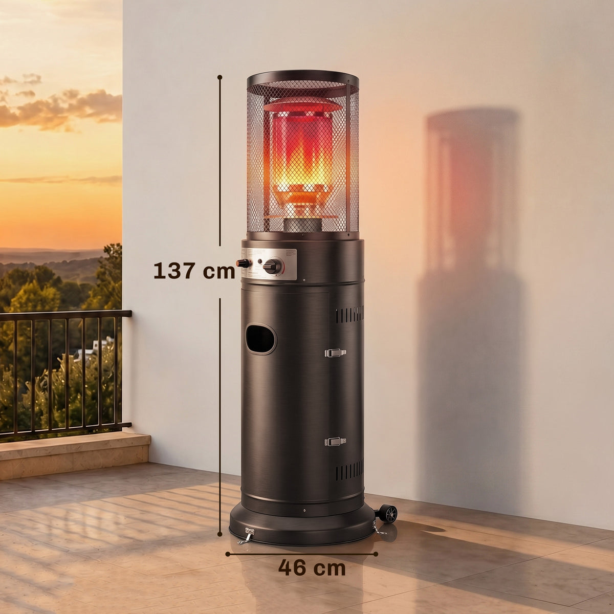 Outsunny 11 kW Portable Propane Patio Heater with Tip Over Safety Protection
