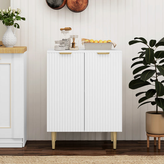 HOMCOM Adjustable Shelf Sideboard White Storage Cabinet With Three Position Dividing Shelf