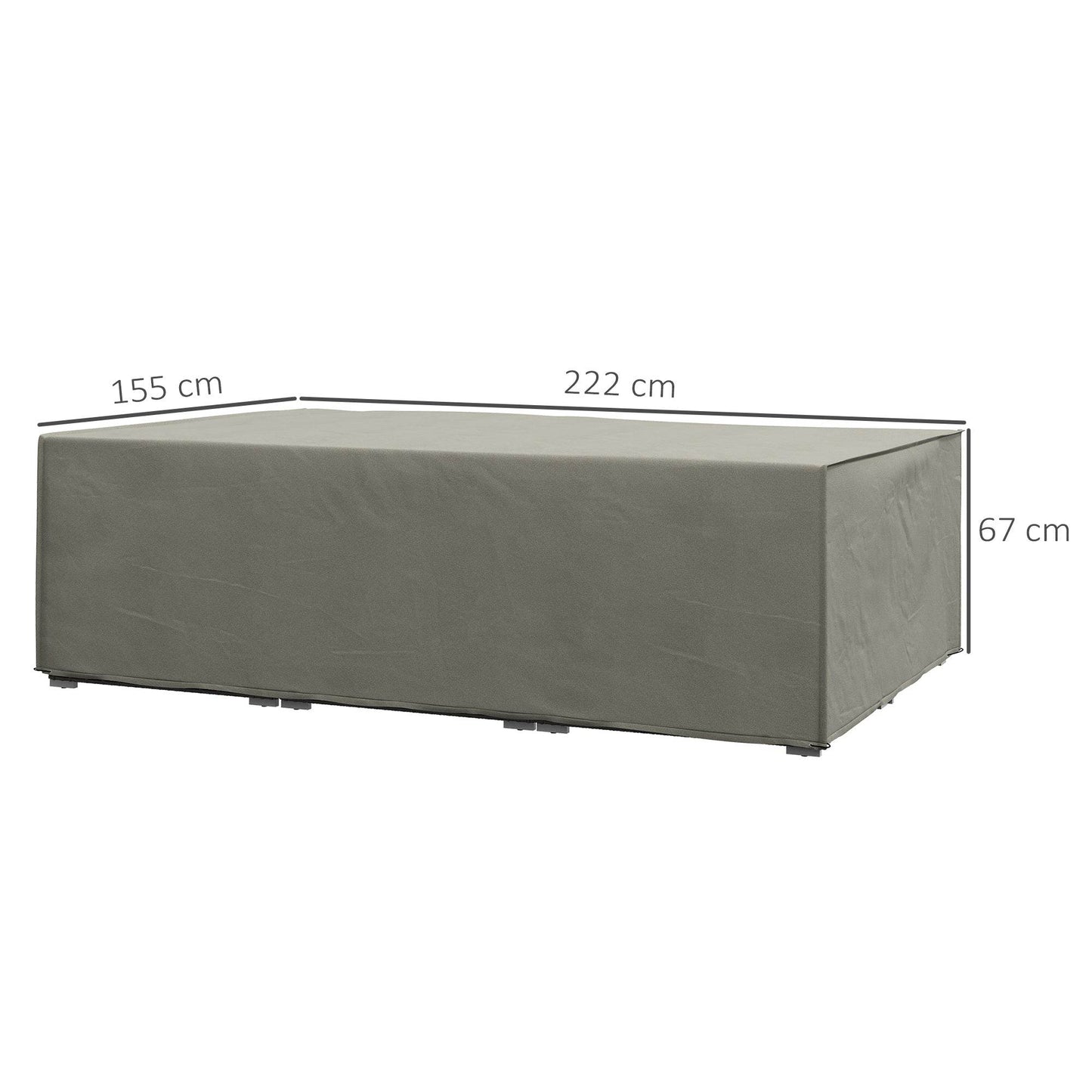 Outsunny Oversized Rectangular Outdoor Furniture Cover: Waterproof Protection for Patio Table & Chairs, Grey - 222 x 155 x 67 cm - ALL4U RETAILER LTD