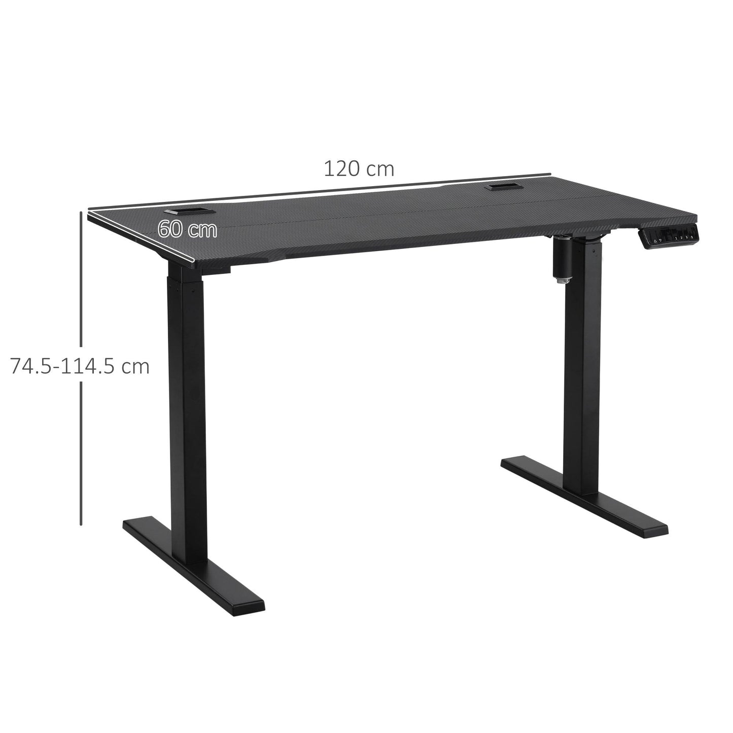 Vinsetto Electric Height Adjustable Standing Desk - 120x60 cm - Black - ALL4U RETAILER LTD