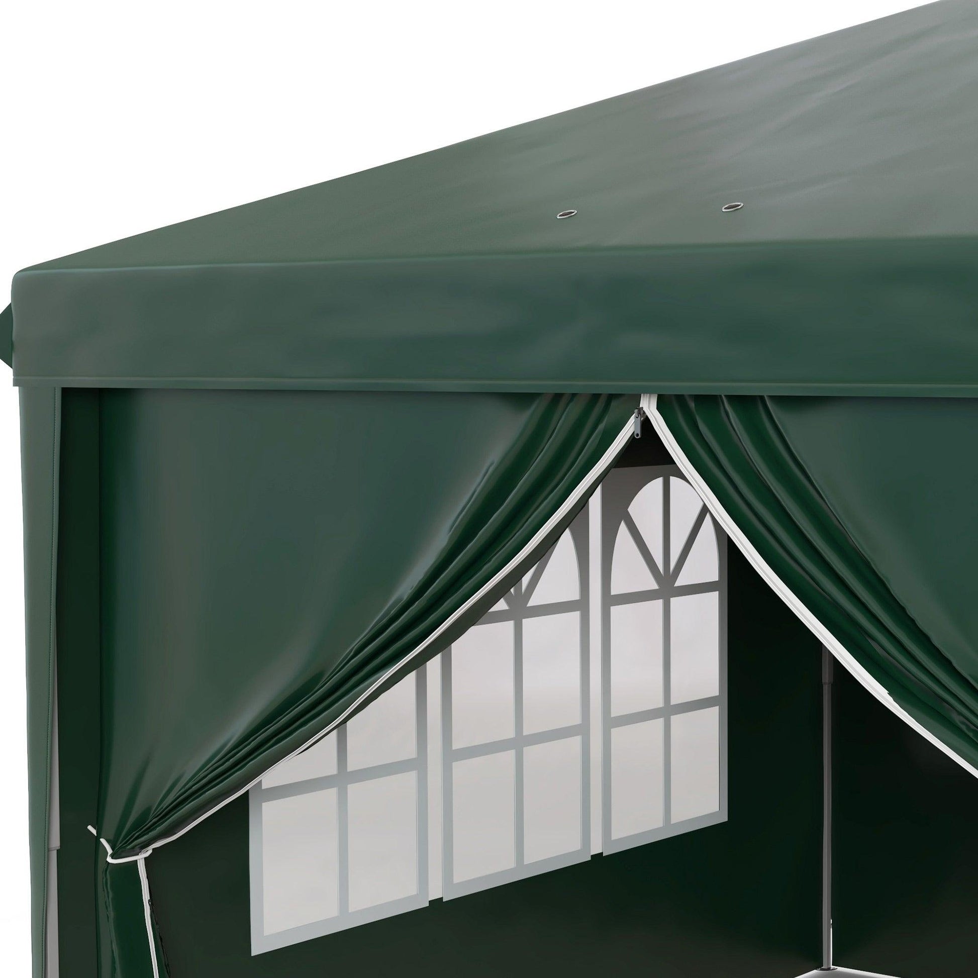 Outsunny 3 x 6m Garden Pop Up Gazebo, Wedding Party Tent Marquee, Water Resistant Awning Canopy With Sidewalls, Windows, Drainage Holes, Carry Bag, Green - ALL4U RETAILER LTD