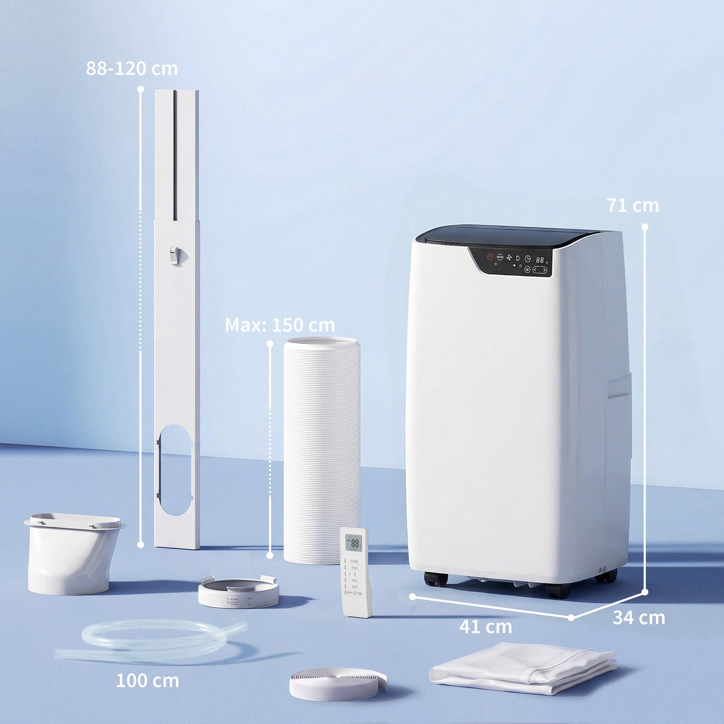 HOMCOM 14000 BTU Portable Air Conditioner 4 In 1 Unit With Cooling Dehumidifier Fan Sleep Mode And WiFi Voice Remote