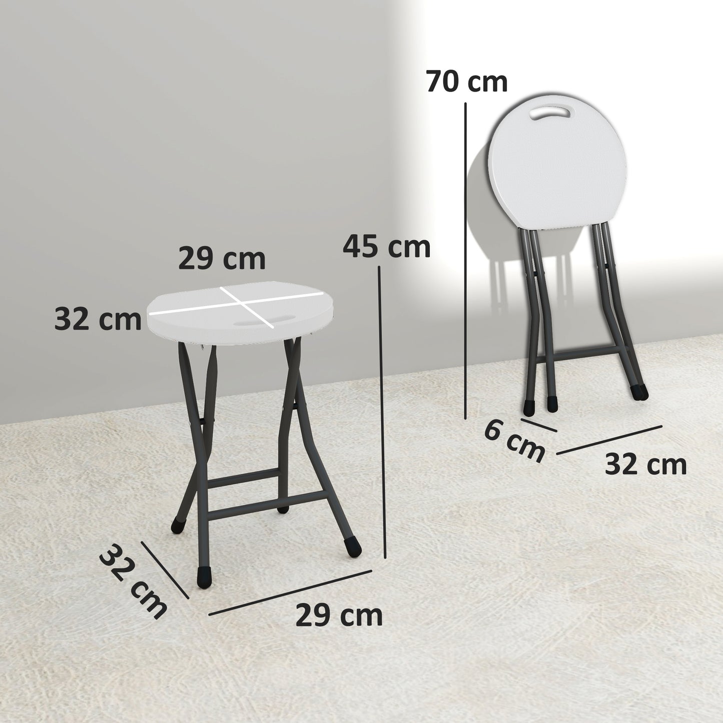 Outsunny Set Of Four Folding Carry Stools White For Garden Camping Lightweight And Portable