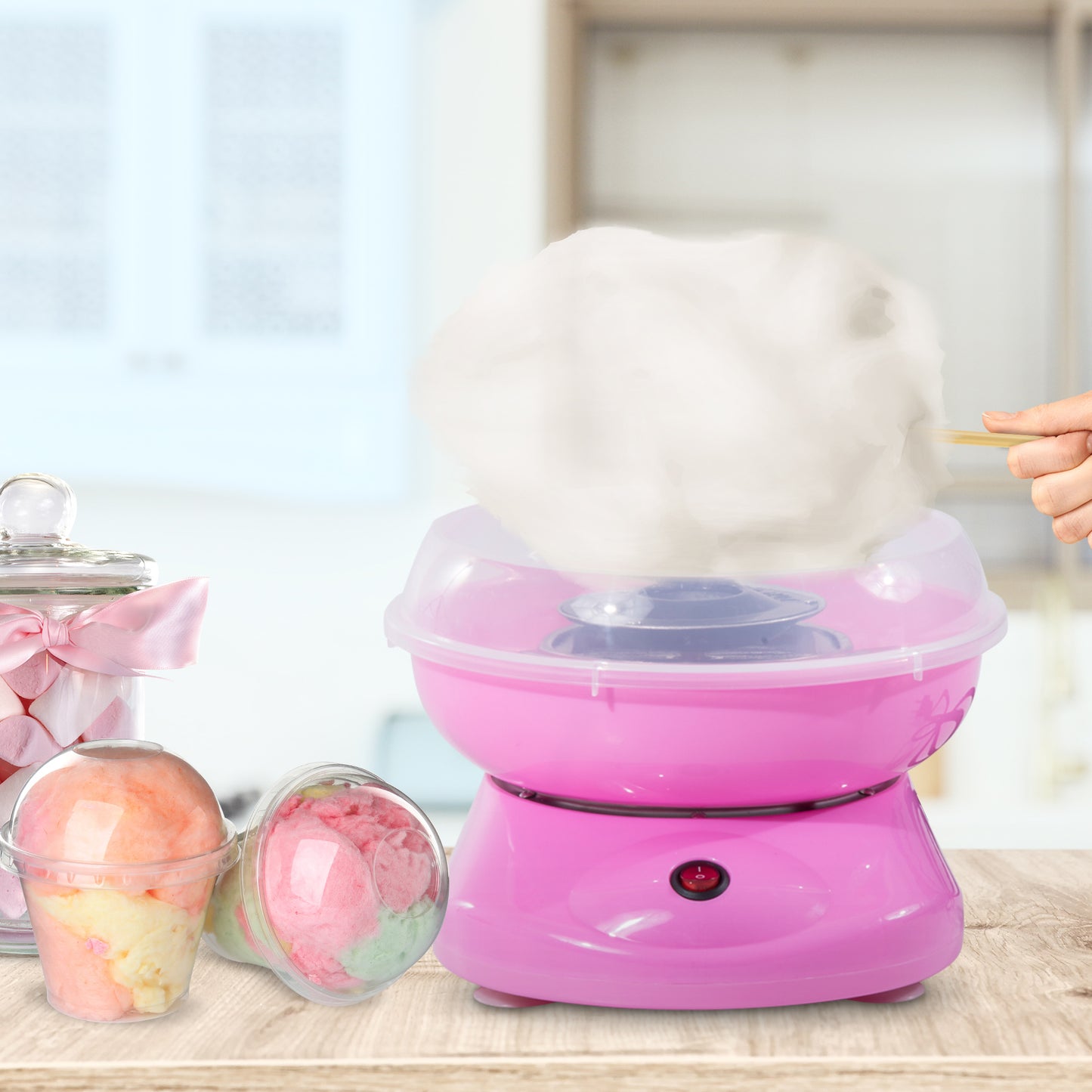 HOMCOM Electric Cotton Candy Maker - 450W Pink Candy Floss Machine - ALL4U RETAILER LTD