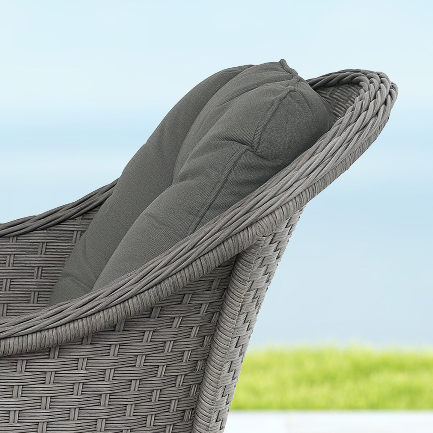 Outsunny Four Piece Rattan Outdoor Furniture Set With Glass Top Table For Patio Light Grey