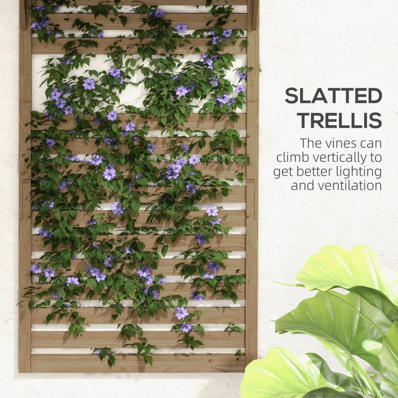 Outsunny Set of 2 Wall Mounted Plant Stands - Fir Wood Flower Stand with Shelves and Slatted Trellis for Patio, Balcony, Porch | Space-Saving Vertical Garden Décor - ALL4U RETAILER LTD